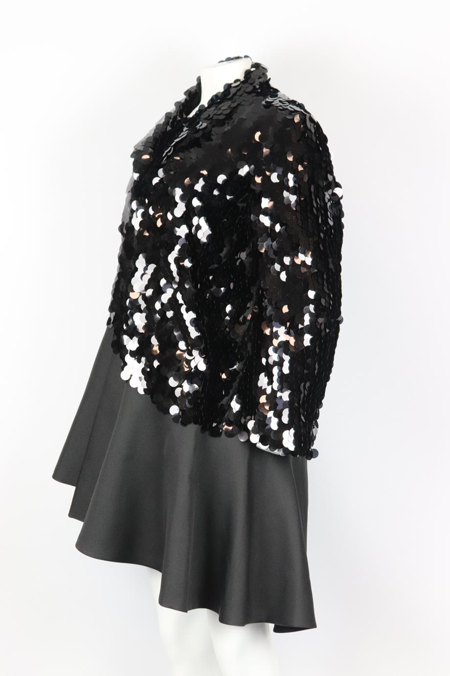 Black Comme Des Garçons Asymmetric Sequined Chiffon Coat Medium