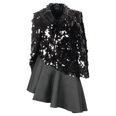 Comme Des Garçons Asymmetric Sequined Chiffon Coat Medium