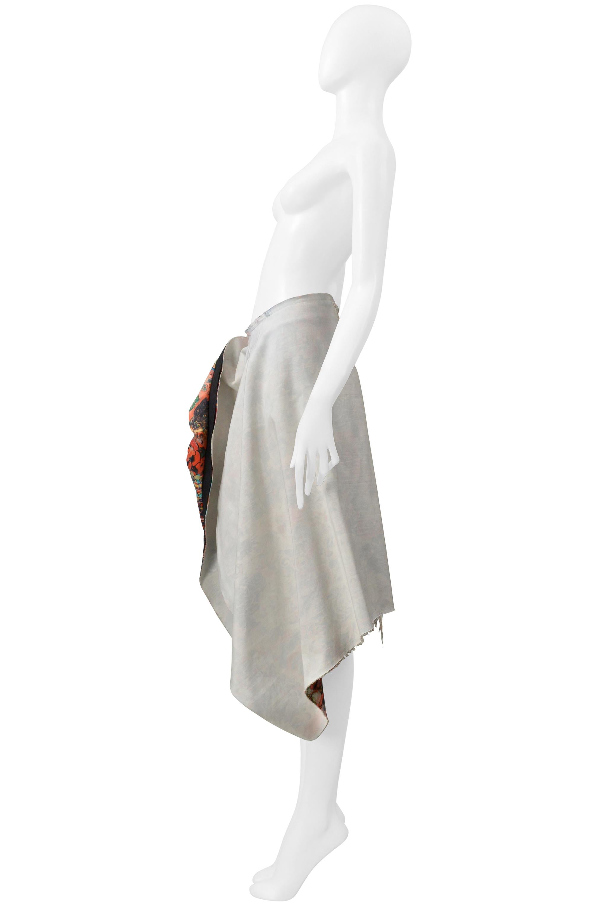 Comme Des Garcons Jupe asymétrique en toile avec intérieur floral Ss 2004 Bon état - En vente à Los Angeles, CA