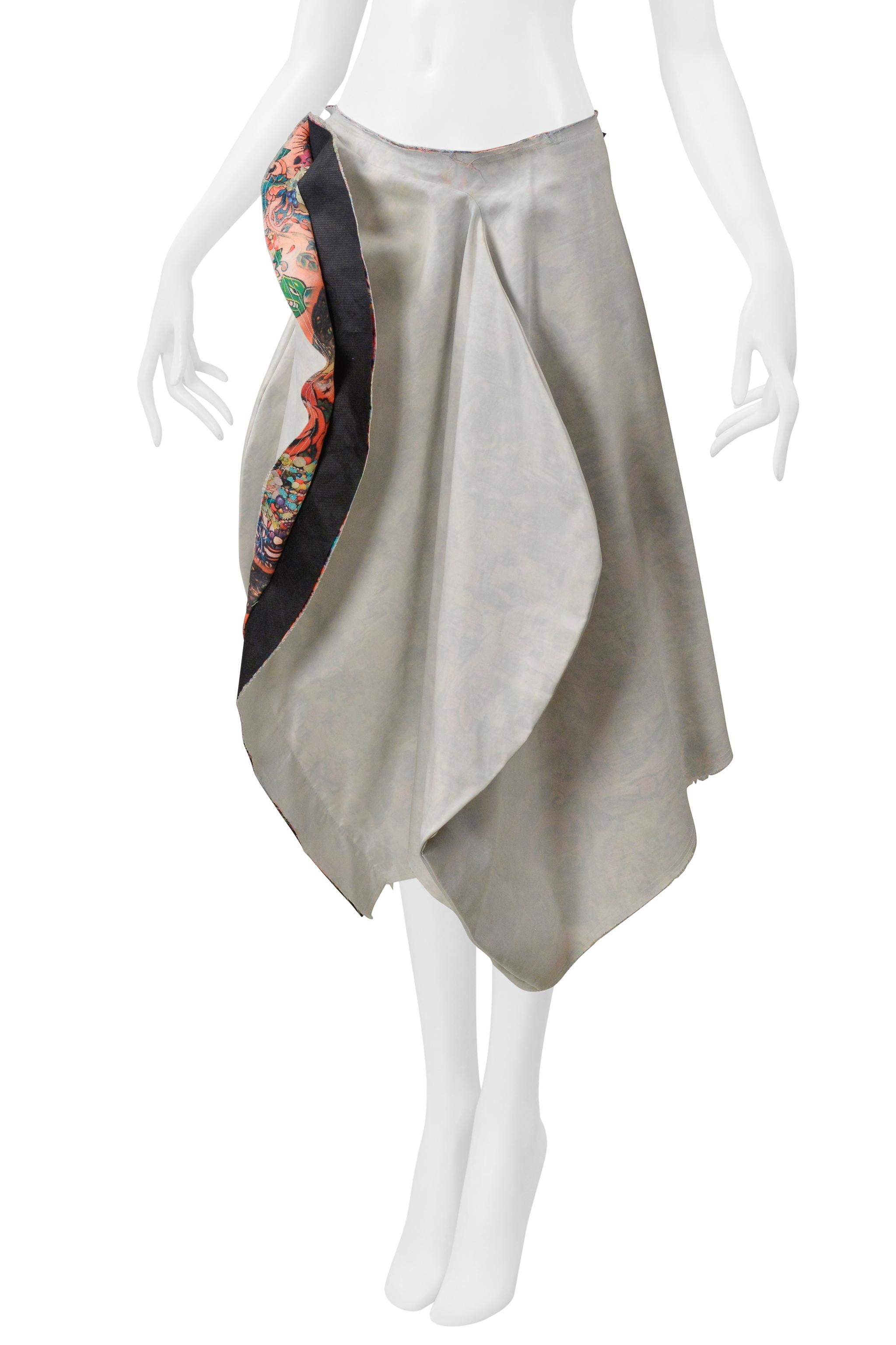 Comme Des Garcons Jupe asymétrique en toile avec intérieur floral Ss 2004 en vente 1
