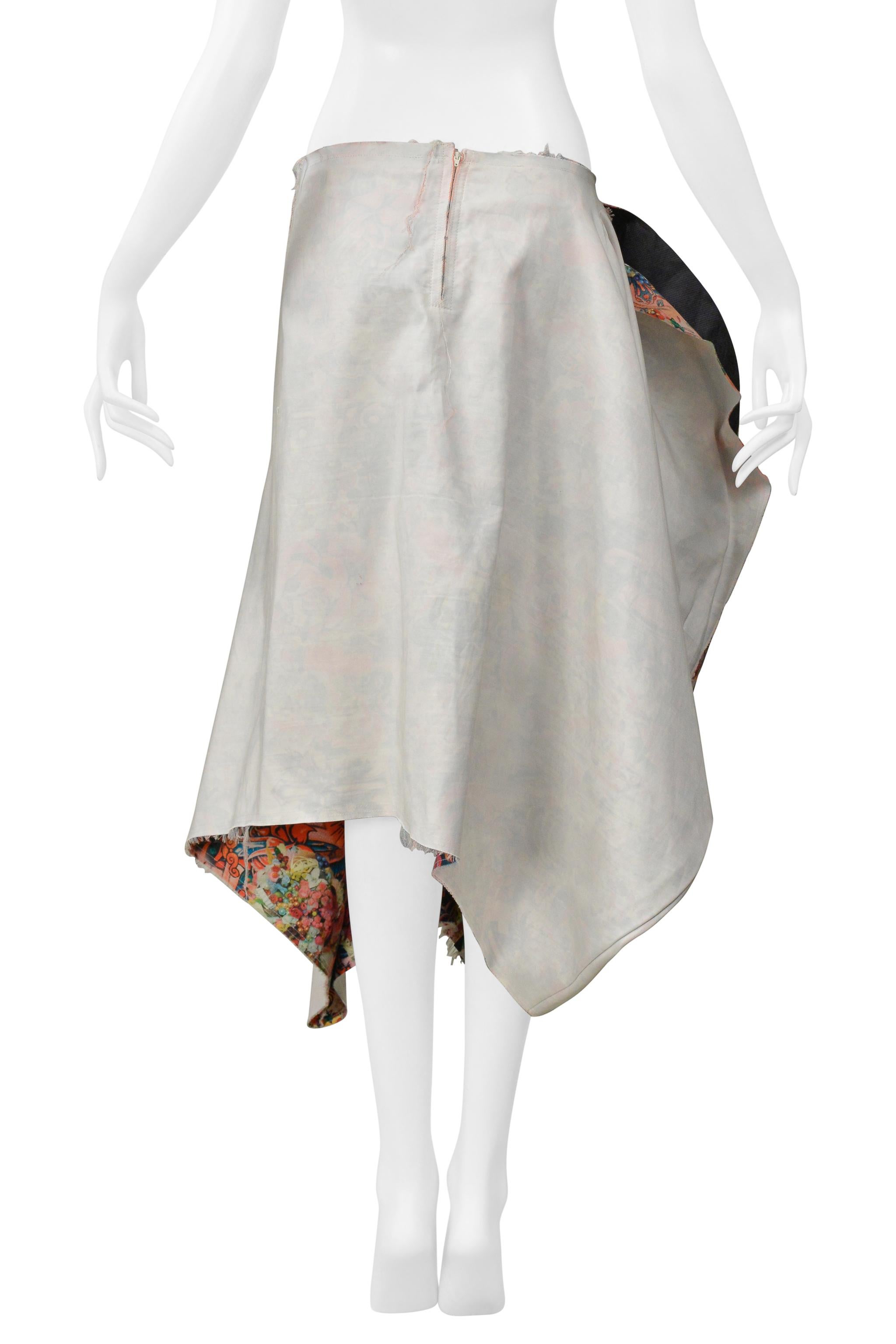 Comme Des Garcons Jupe asymétrique en toile avec intérieur floral Ss 2004 en vente 3