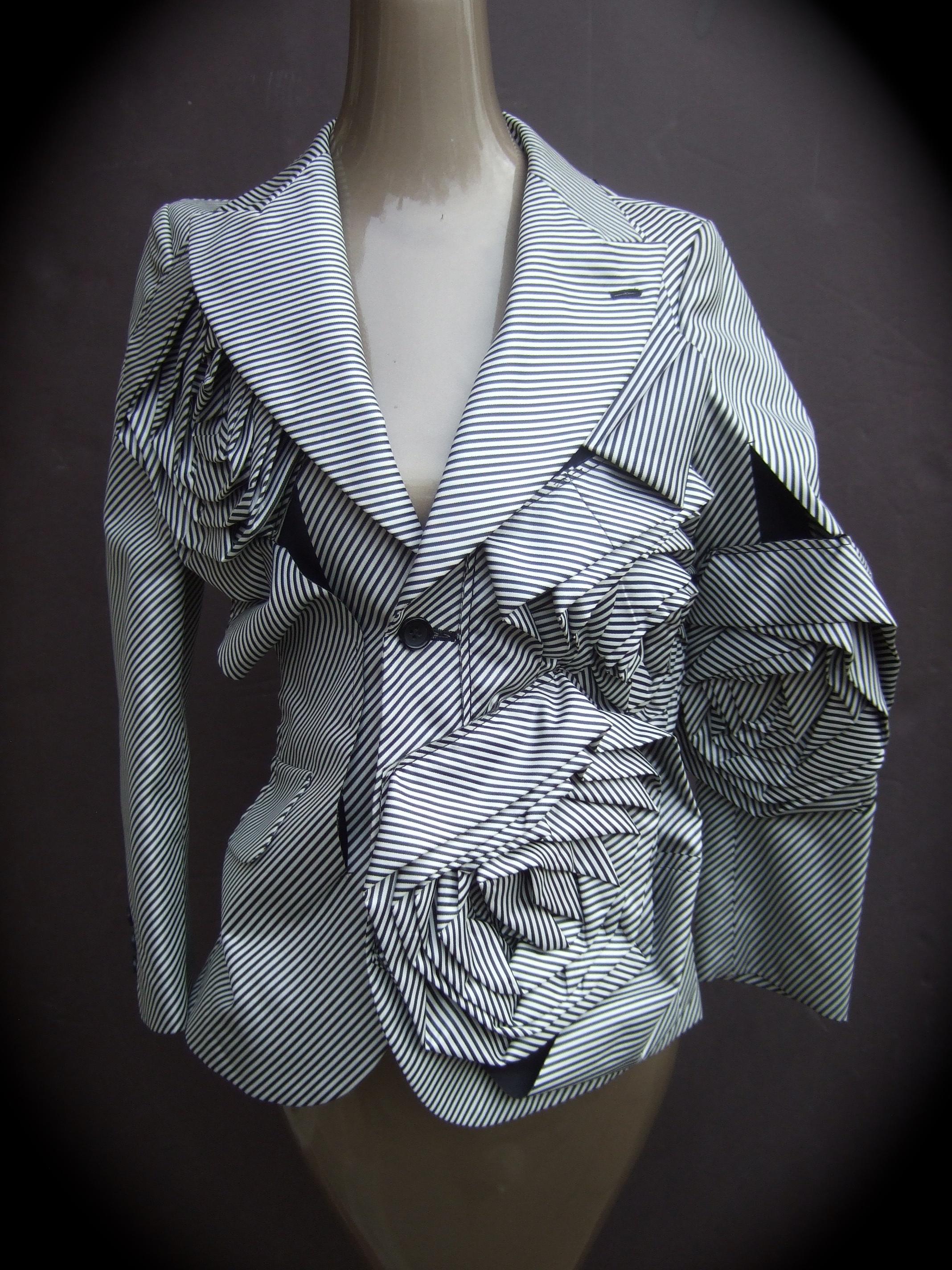Noir Comme des Garcons avant-gardiste rayée  Veste à appliques automne 2013 en vente