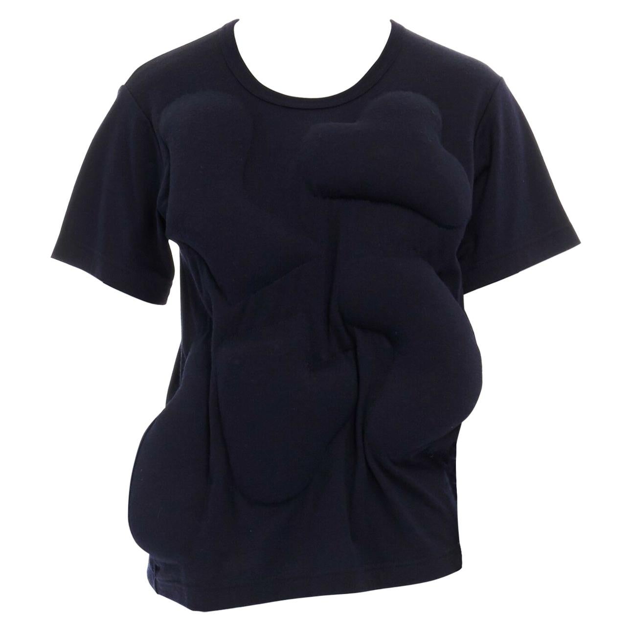 COMME DES GARCONS AW2010 blue Lumps & Bumps cushion padded tshirt top S