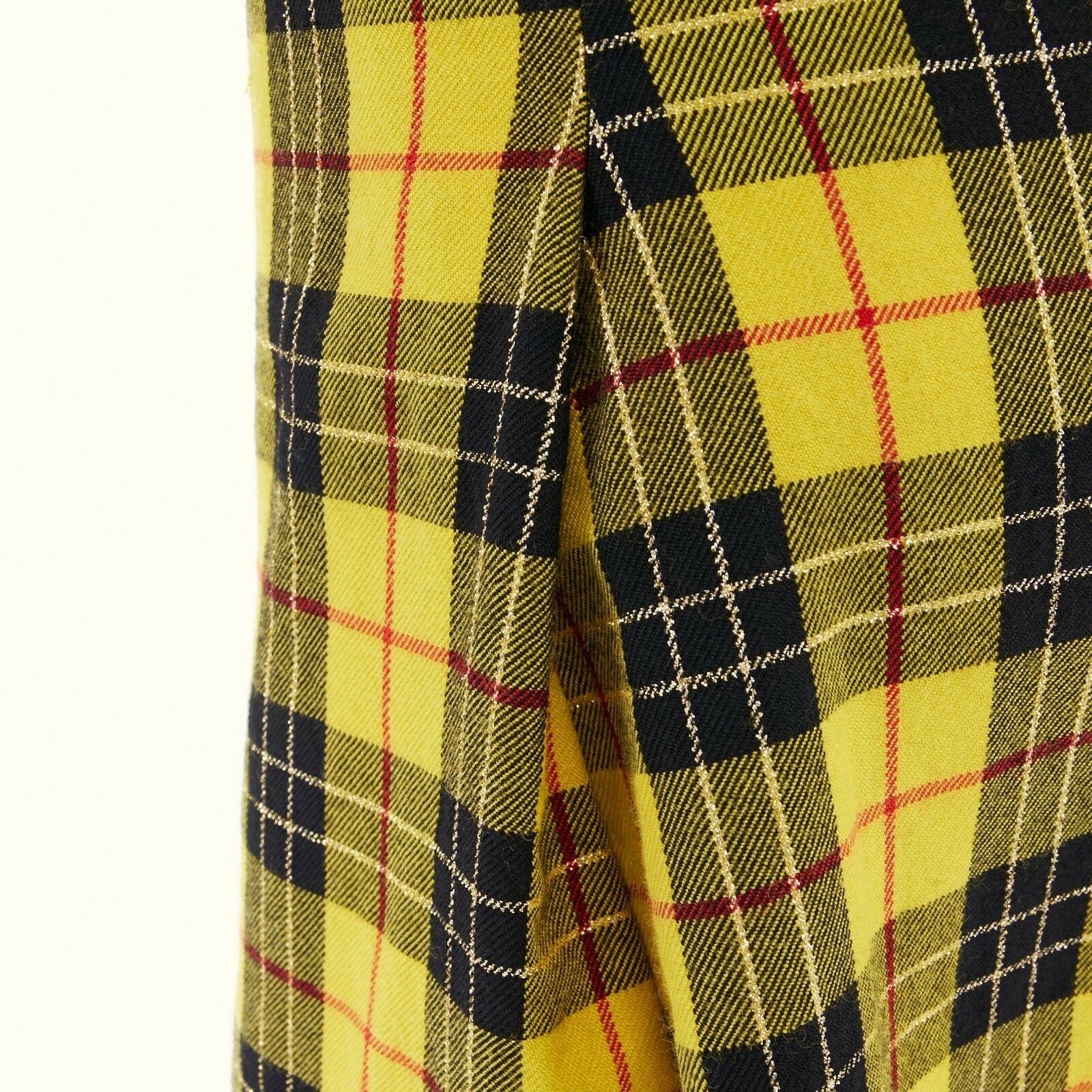 COMME DES GARCONS AW99 punk yellow tartan plaid ruffle hem layered wrap skirt M 3