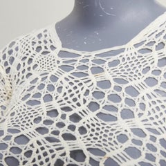 COMME DES GARCONS beige nylon braided crochet open knit mesh bodysuit leotard