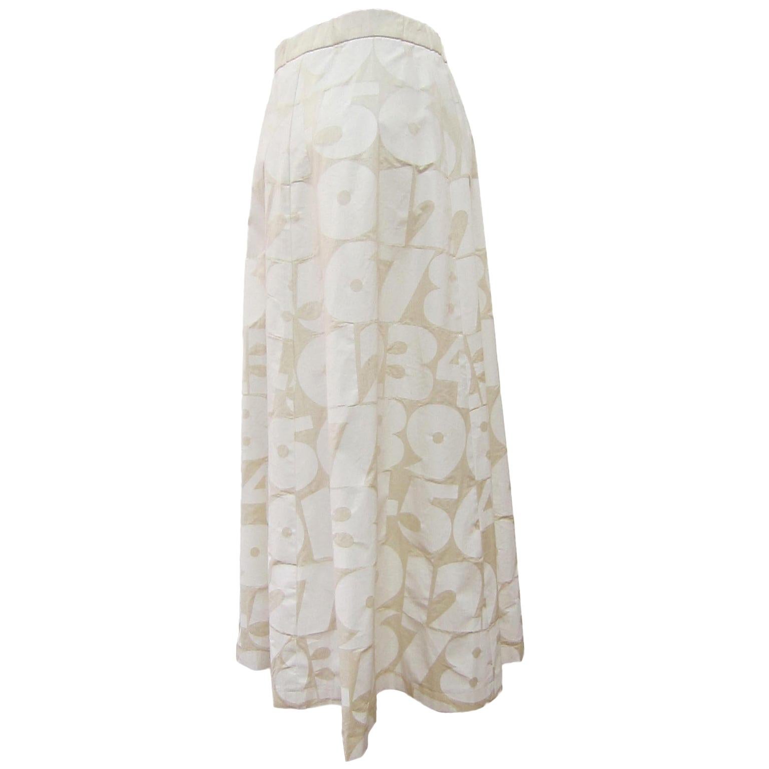 Comme des Garcons Beige White Number Printed Skirt AD 2001 