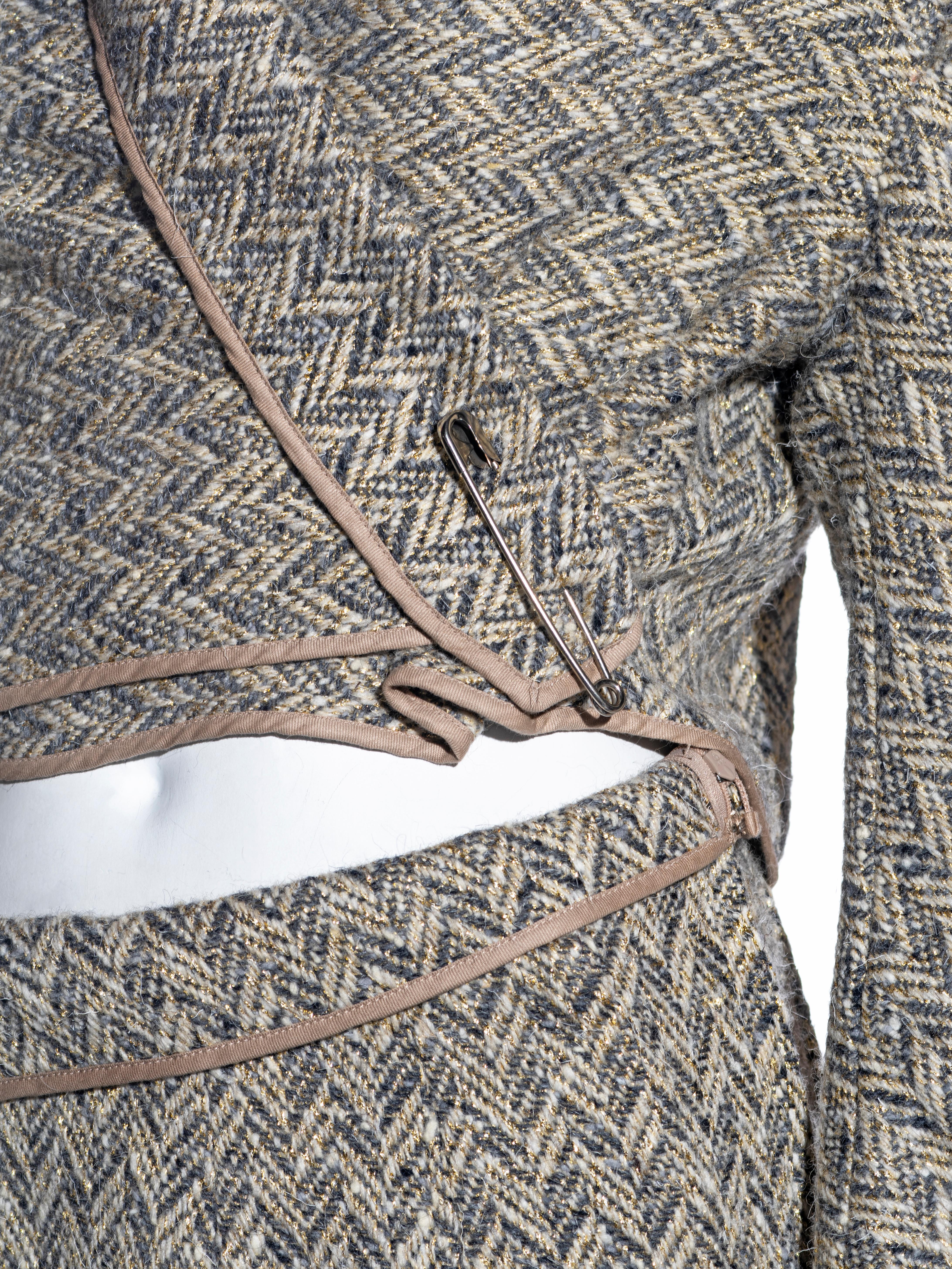 Comme des Garçons bias-cut herringbone tweed skirt suit, fw 1999 In Excellent Condition For Sale In London, GB