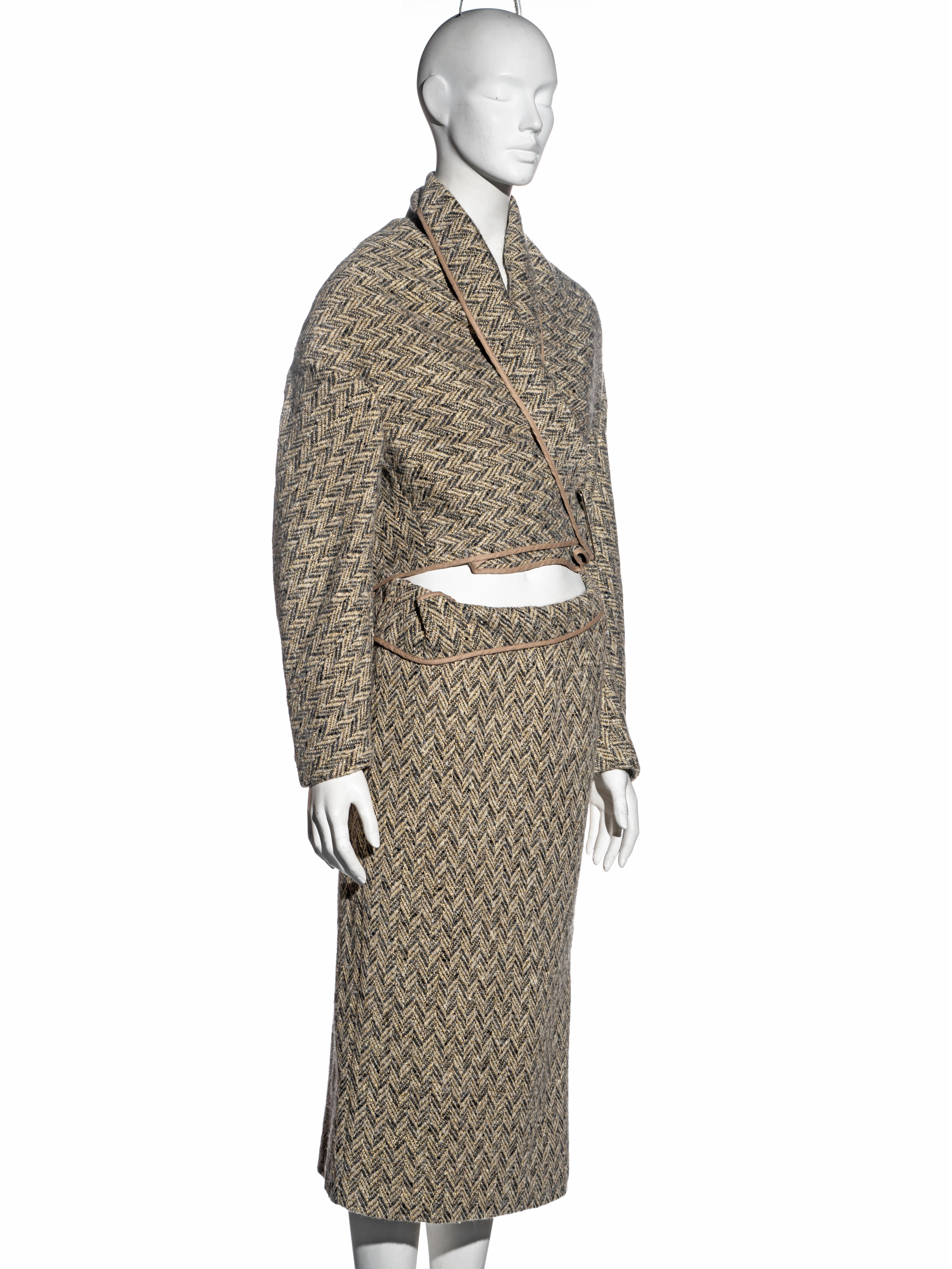 Comme des Garons schräg geschnittener Fischgrätenmuster-Tweedrock, fw 1999 Damen im Angebot