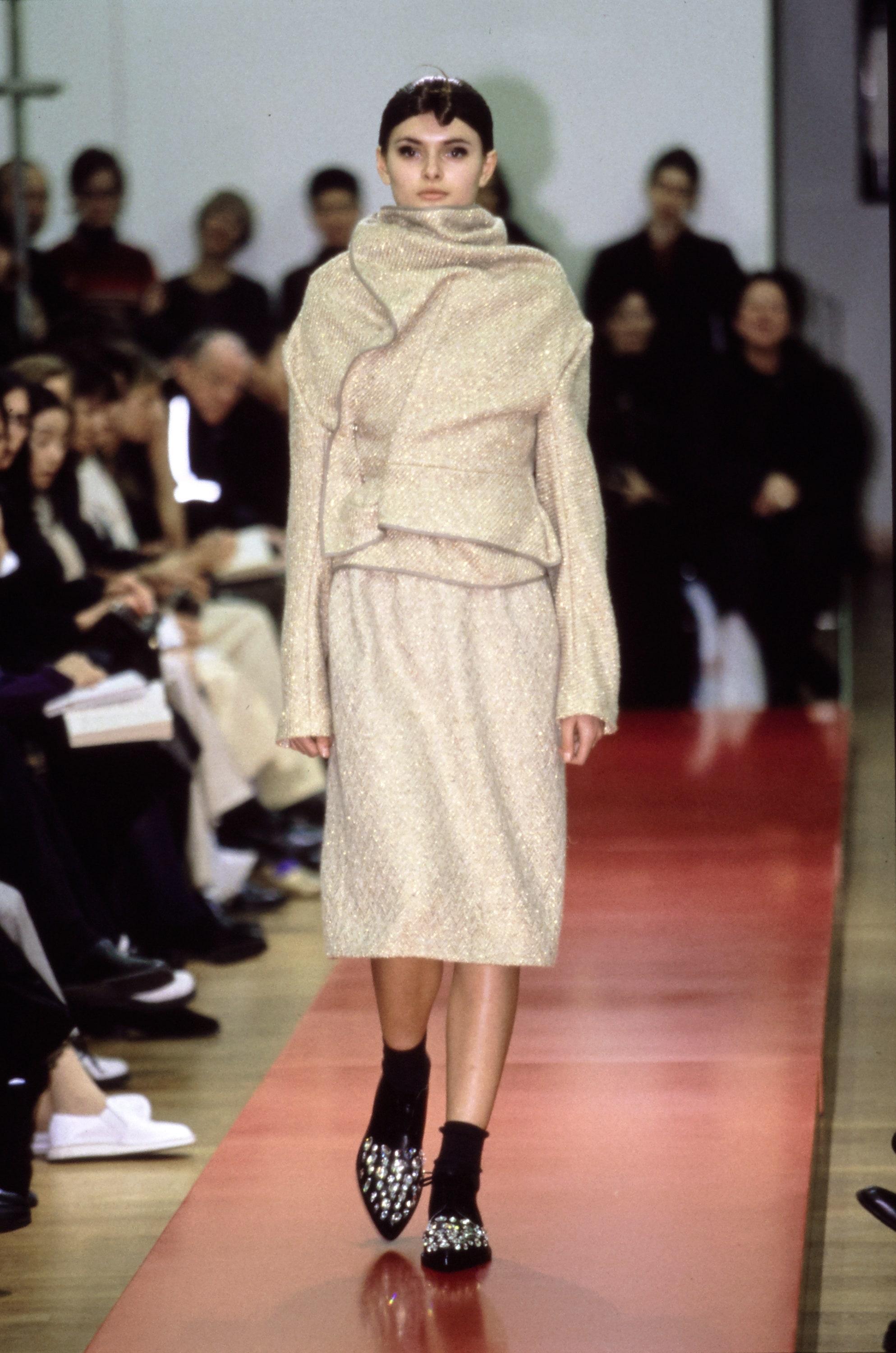 Combinaison jupe en tweed à chevrons coupée en biais Comme des Garons, A/H 1999 en vente 2