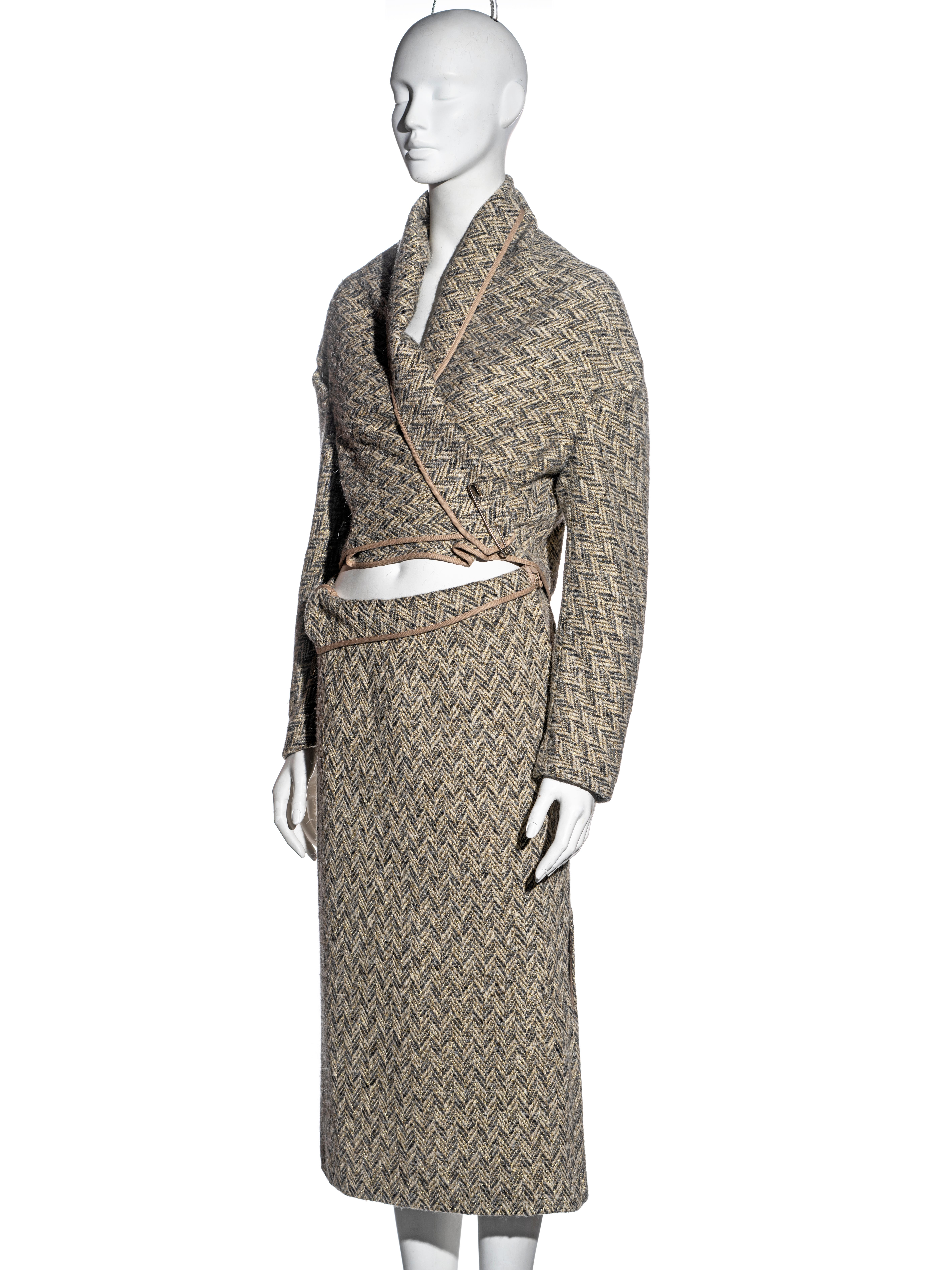 Combinaison jupe en tweed à chevrons coupée en biais Comme des Garons, A/H 1999 en vente 3