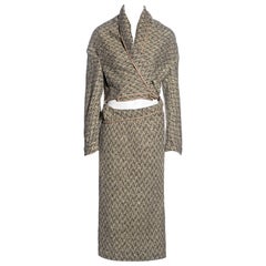 Comme des Garçons bias-cut herringbone tweed skirt suit, fw 1999
