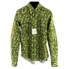 COMME des GARCONS BLACK 2014 Size XS Green Brown Cotton Long Sleeve Shirt