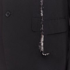 COMME DES GARCONS BLACK 2018 distressed ripped slit waist padded blazer jacket L
