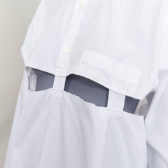 COMME DES GARCONS BLACK 2023 white cotton raw edge cut out long sleeve shirt L