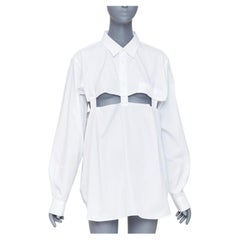 COMME DES GARCONS BLACK 2023 white cotton raw edge cut out long sleeve shirt L