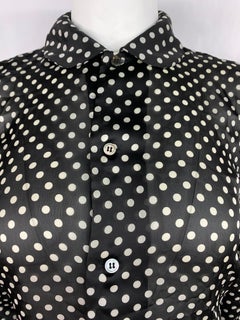Comme des Garcons Black and White Polka Dot Blouse Top, Size Small