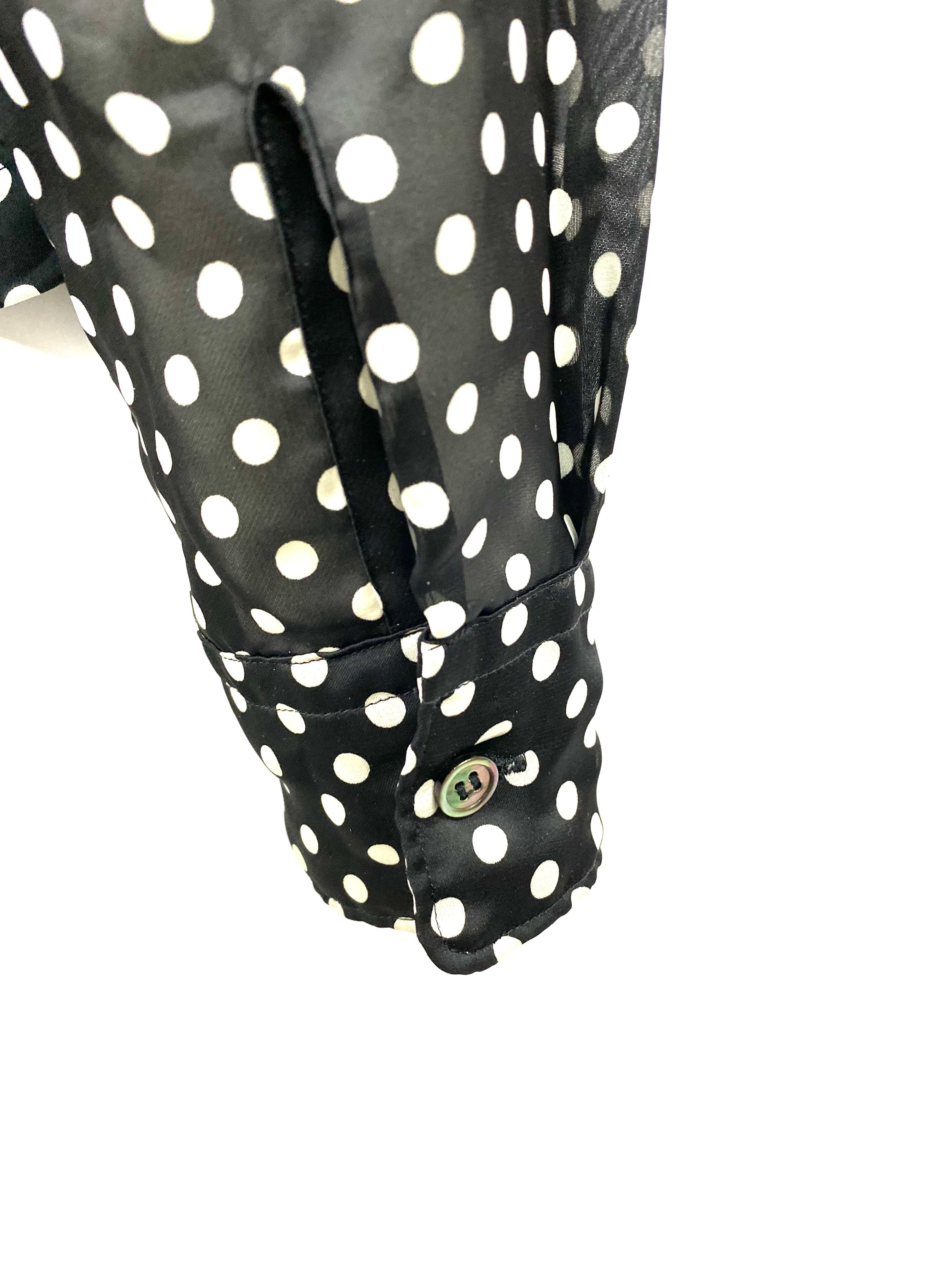 Comme des Garcons Black and White Polka Dot Blouse Top, Size Small In Excellent Condition For Sale In Beverly Hills, CA
