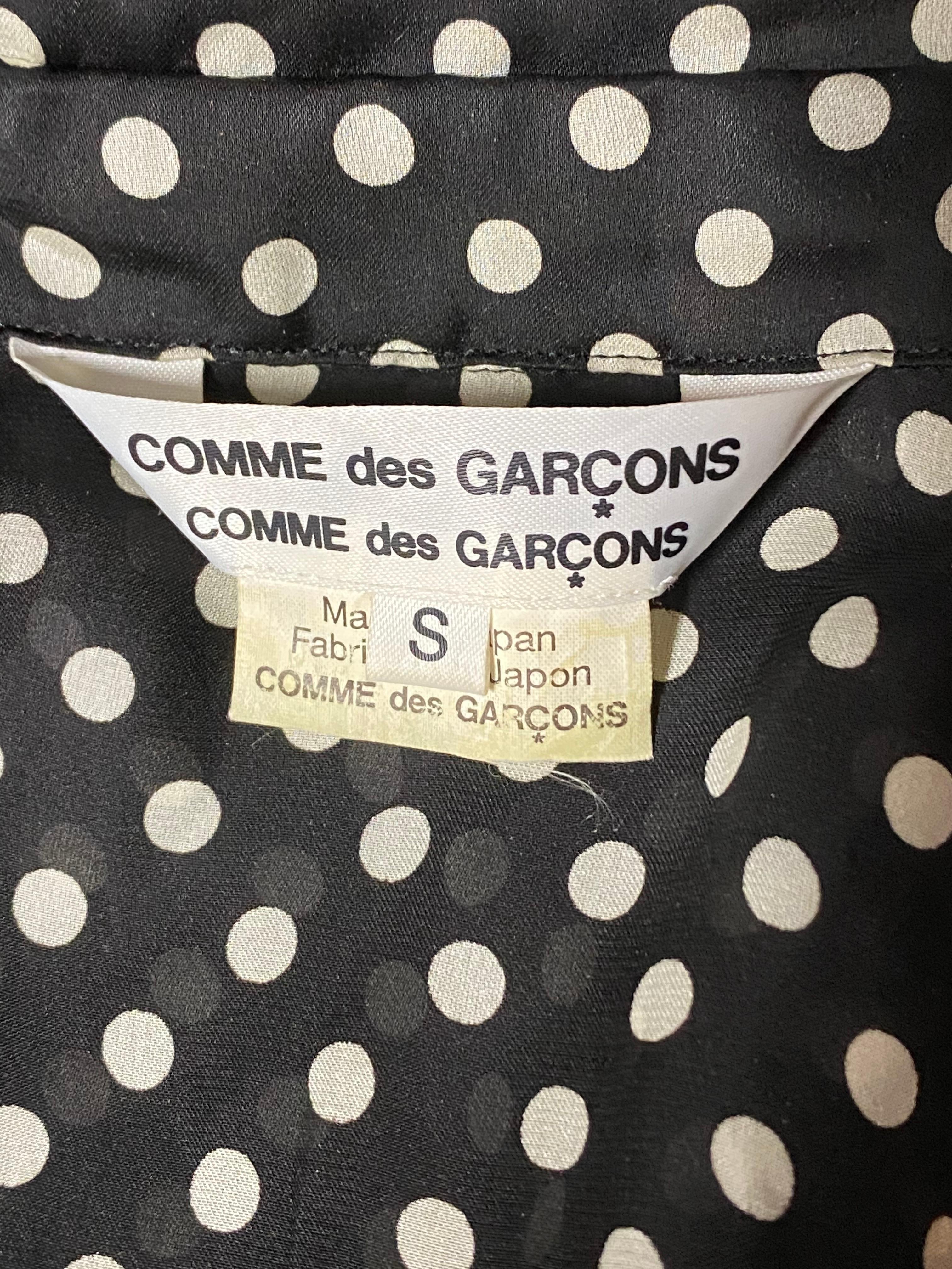 Women's Comme des Garcons Black and White Polka Dot Blouse Top, Size Small For Sale