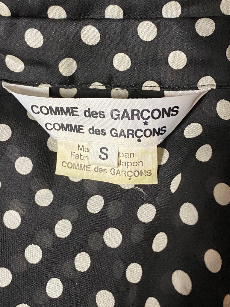 Comme des Garcons Black and White Polka Dot Blouse Top, Size Small 