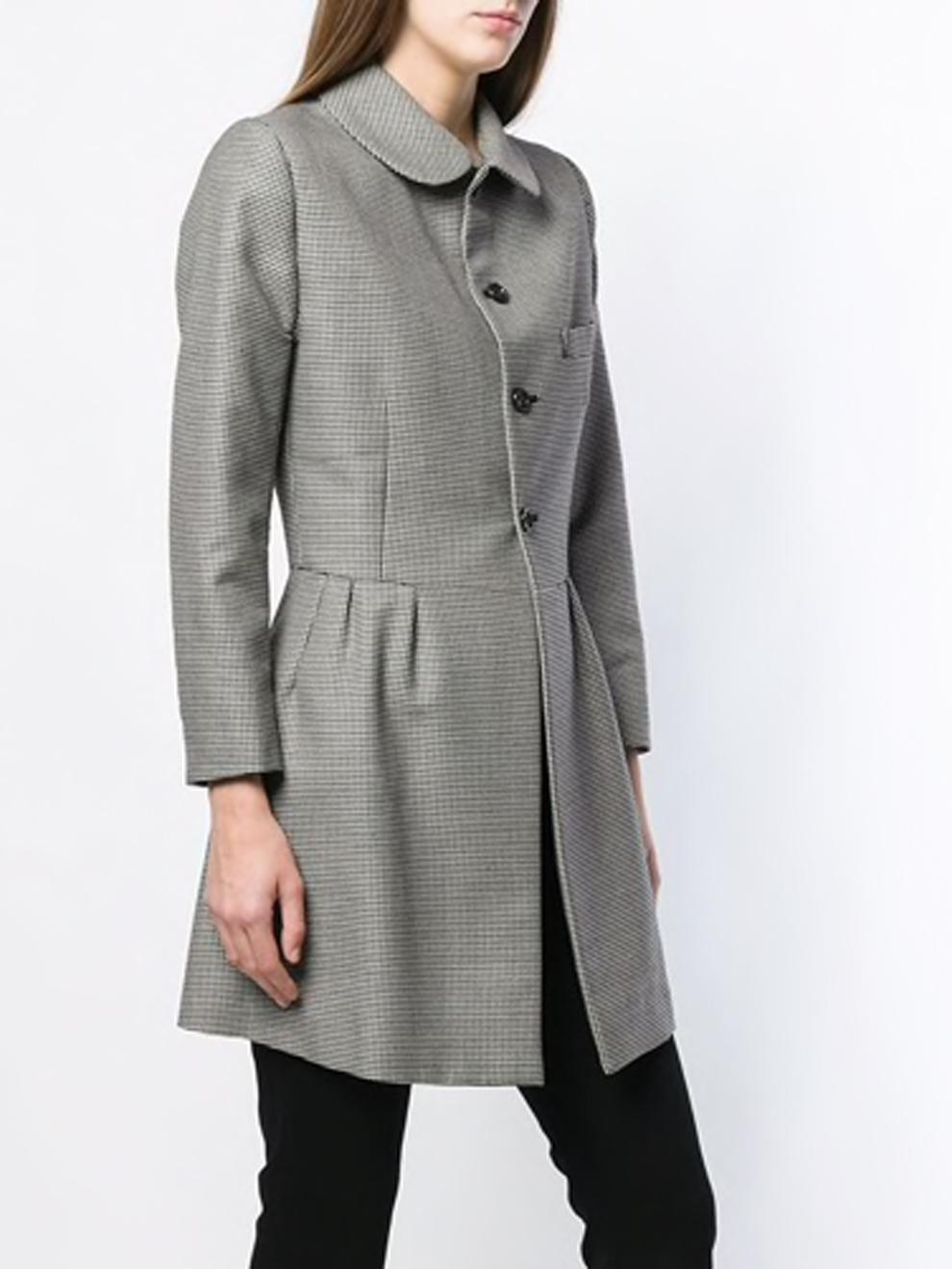 Comme des Garcons Black and White Wool Check Coat In Excellent Condition In Paris, FR