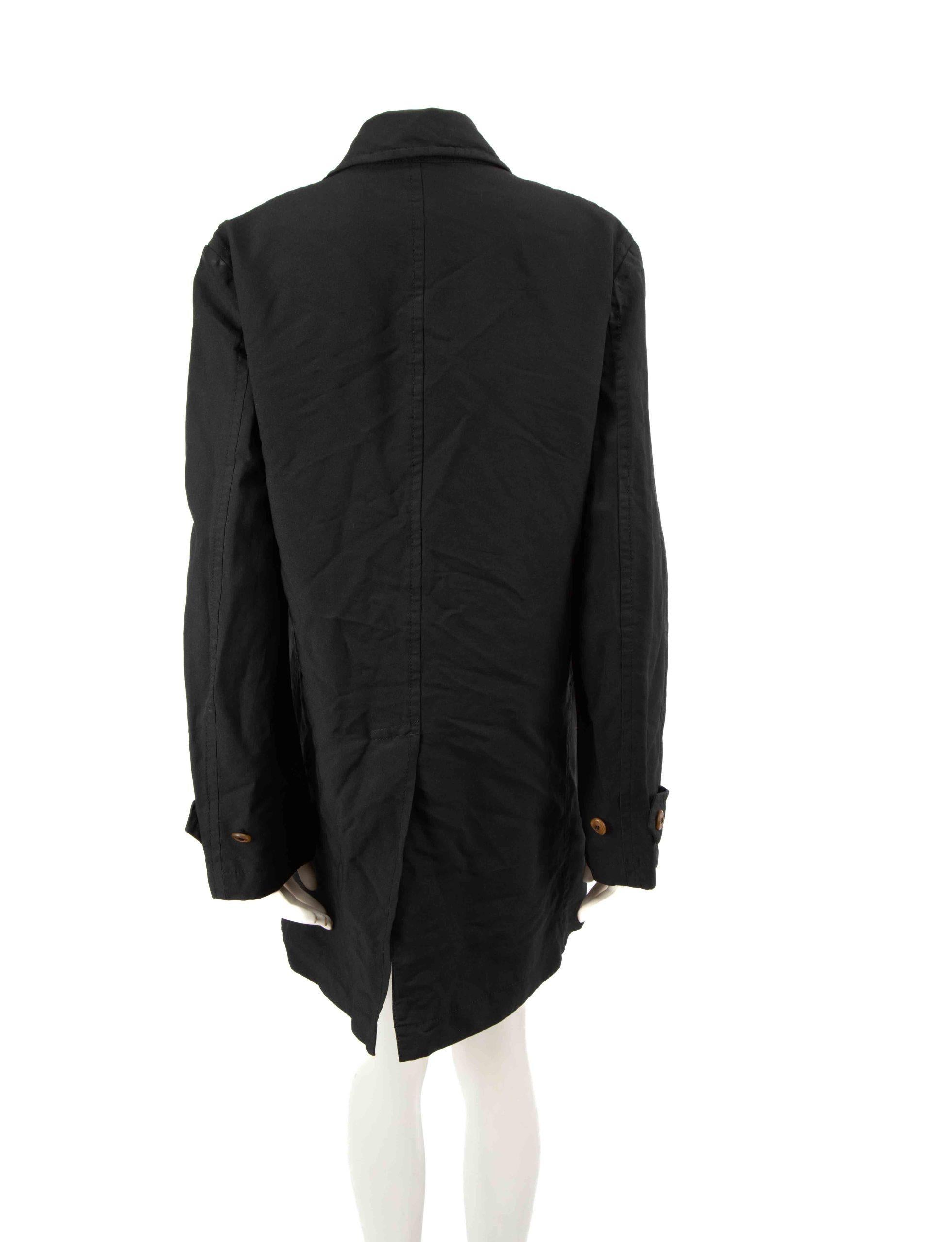 Comme Des Garcons Black Button Up Mid Length Coat Size L In Excellent Condition For Sale In London, GB
