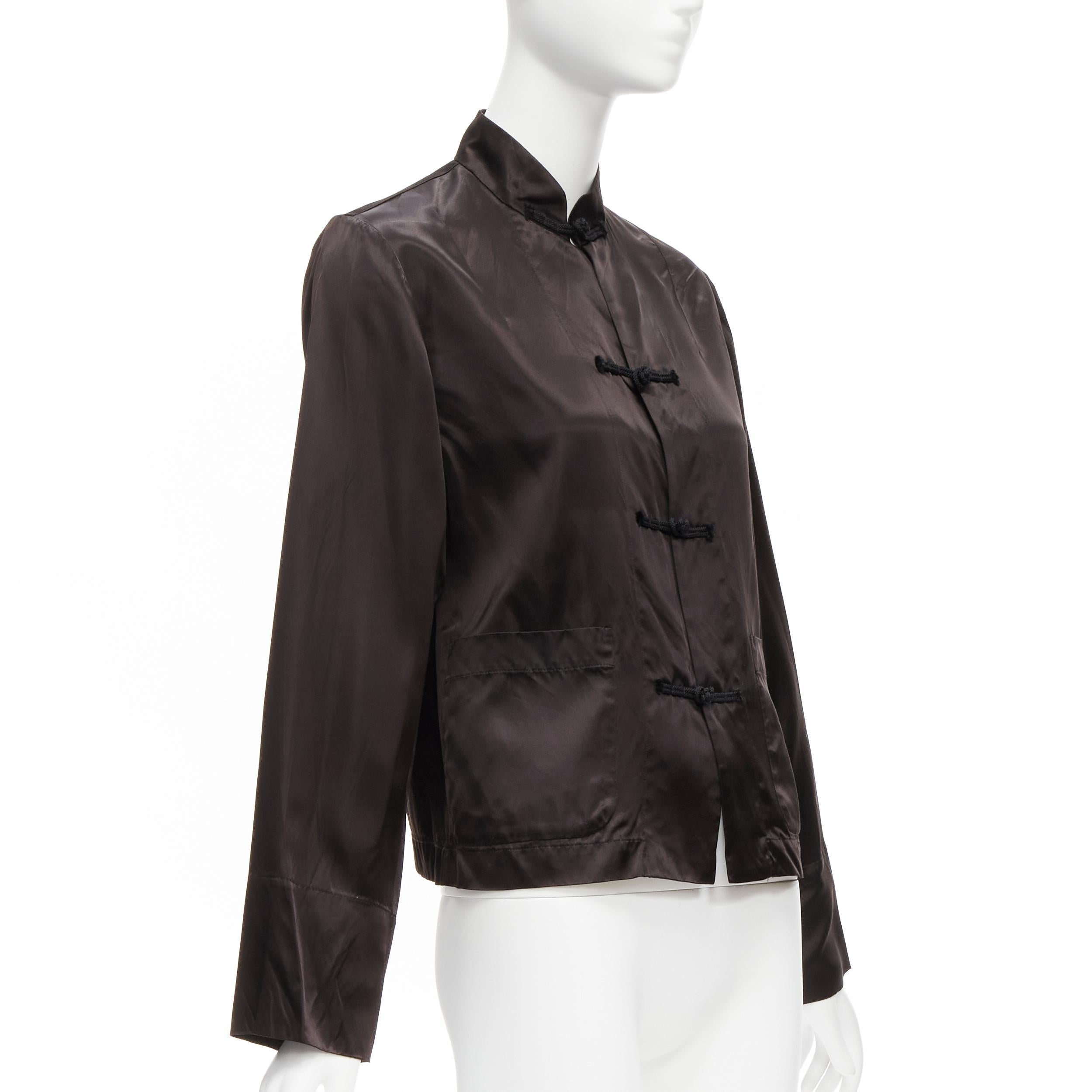 COMME DES GARCONS BLACK Chinese butterfly knot buttons satin boxy qipao shirt S In Excellent Condition In Hong Kong, NT