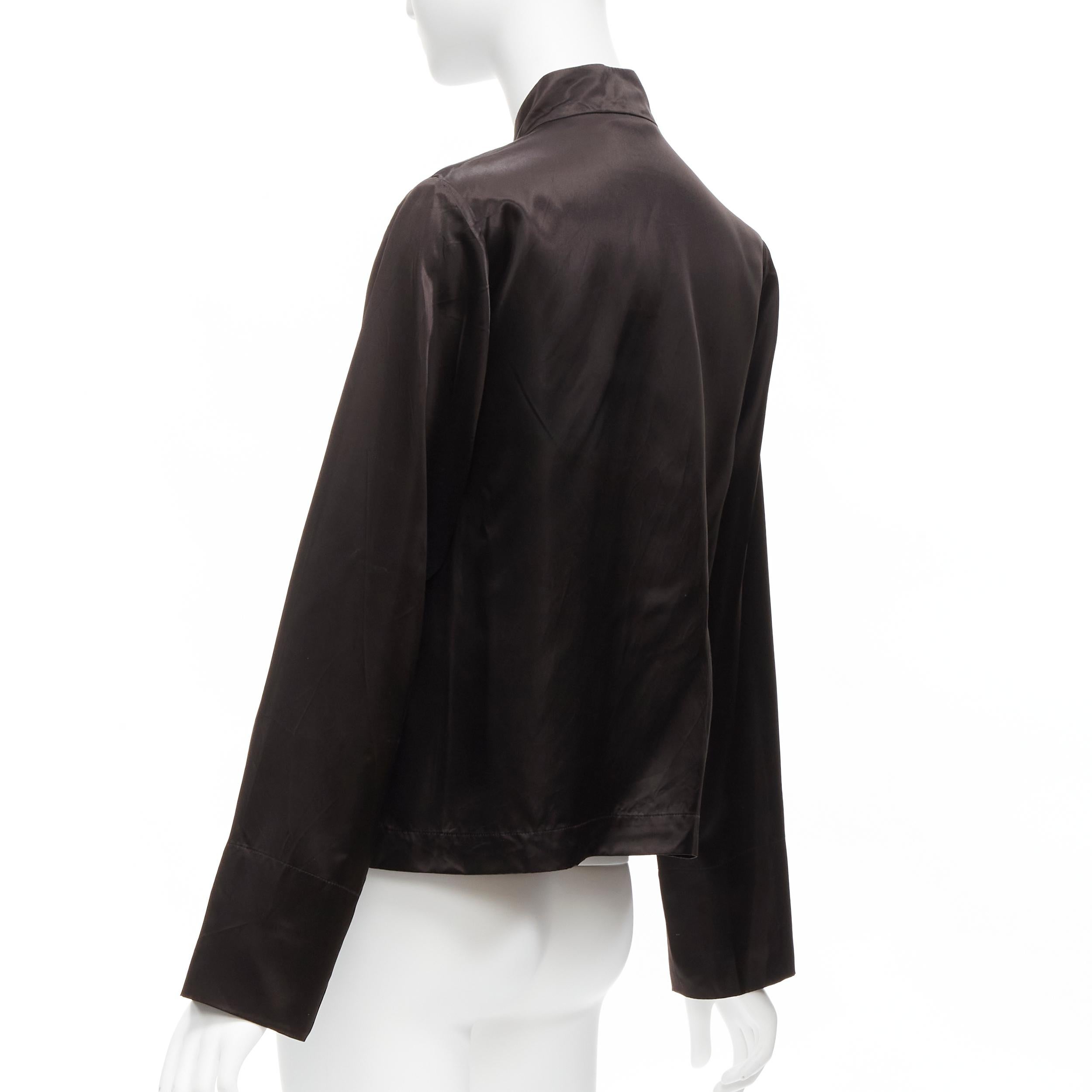 COMME DES GARCONS BLACK Chinese butterfly knot buttons satin boxy qipao shirt S 2