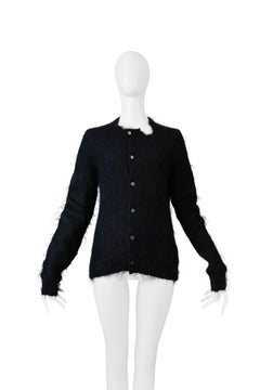 Comme Des Garcons Black Distressed Mohair Cardigan Sweater 2001-02