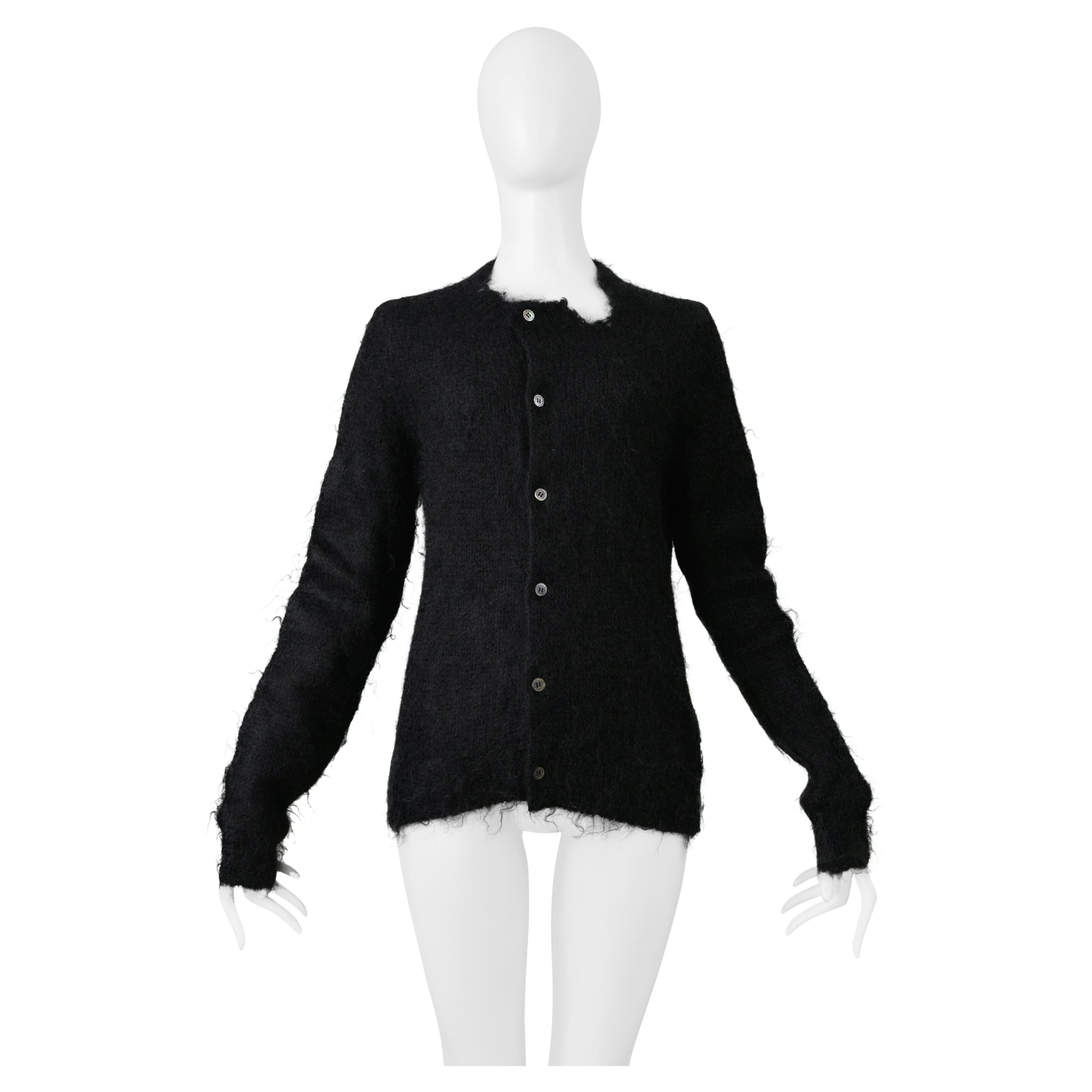 Comme Des Garcons Cardigan en mohair noir dégradé Sweater 2001-02