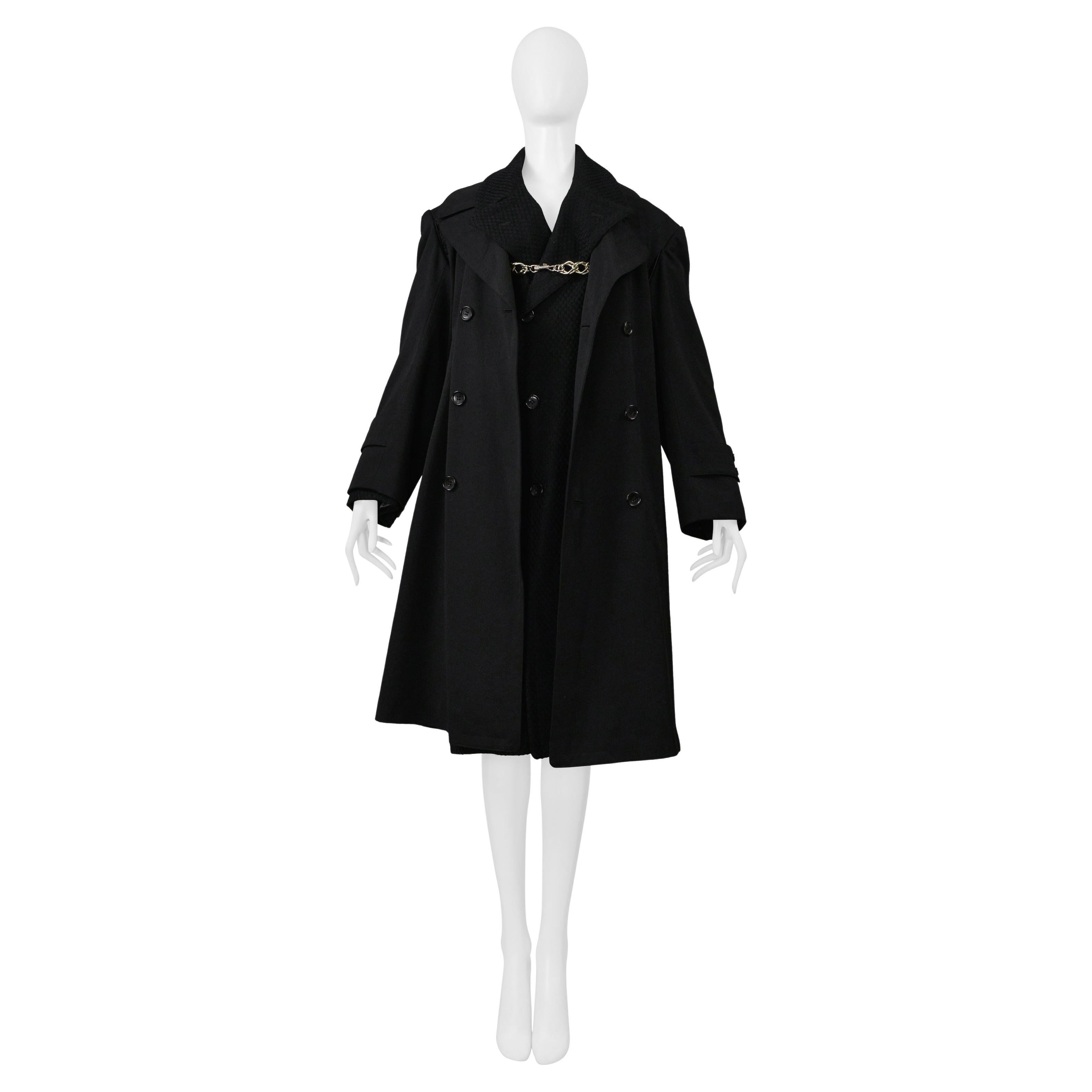 Comme Des Garcons Cappotto doppio petto nero con dettaglio a catena 2000-2001 in vendita