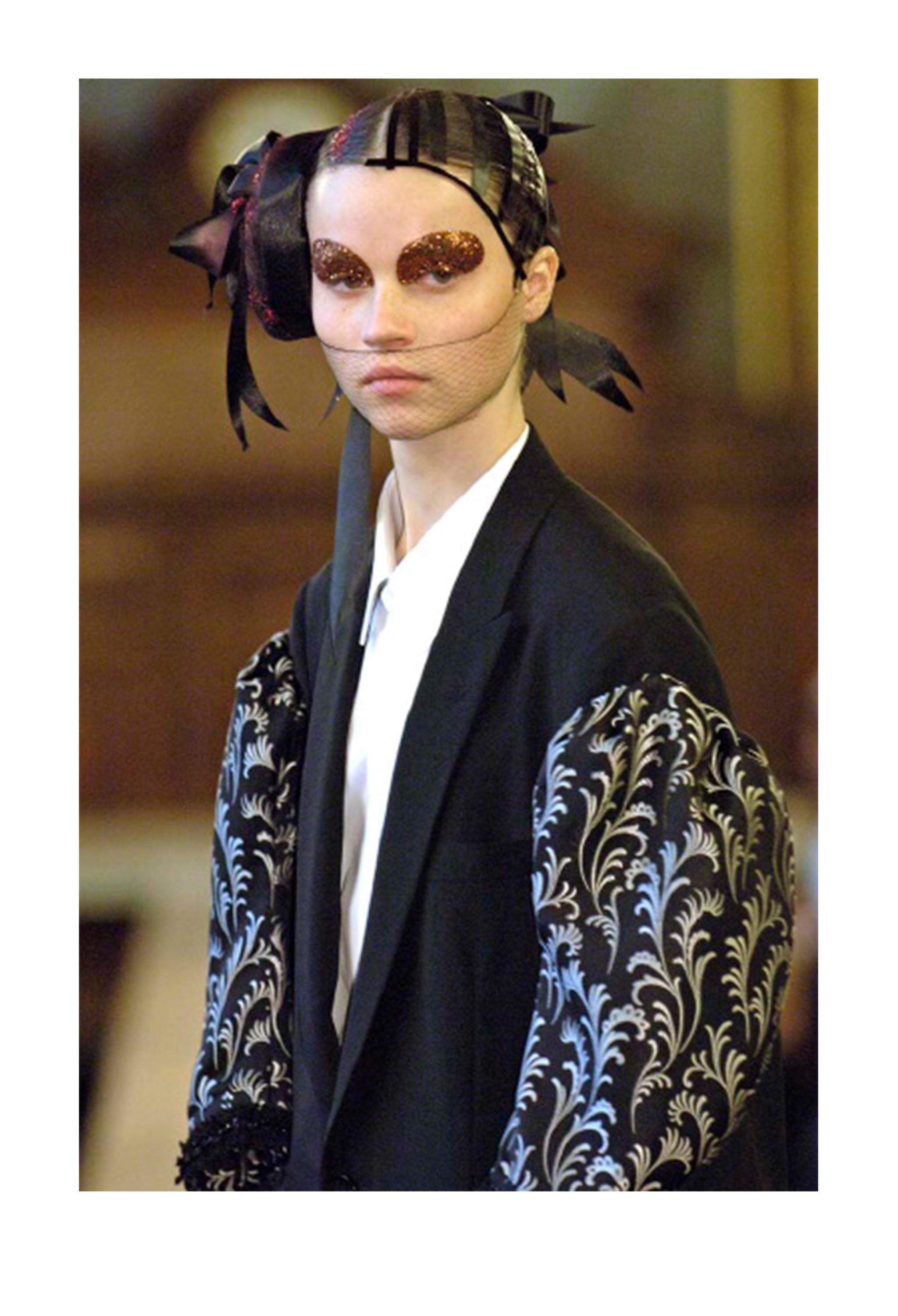 BLACK Comme des Garçons Manteau fantaisie noir avec broderie argentée 2006 Pour femmes en vente