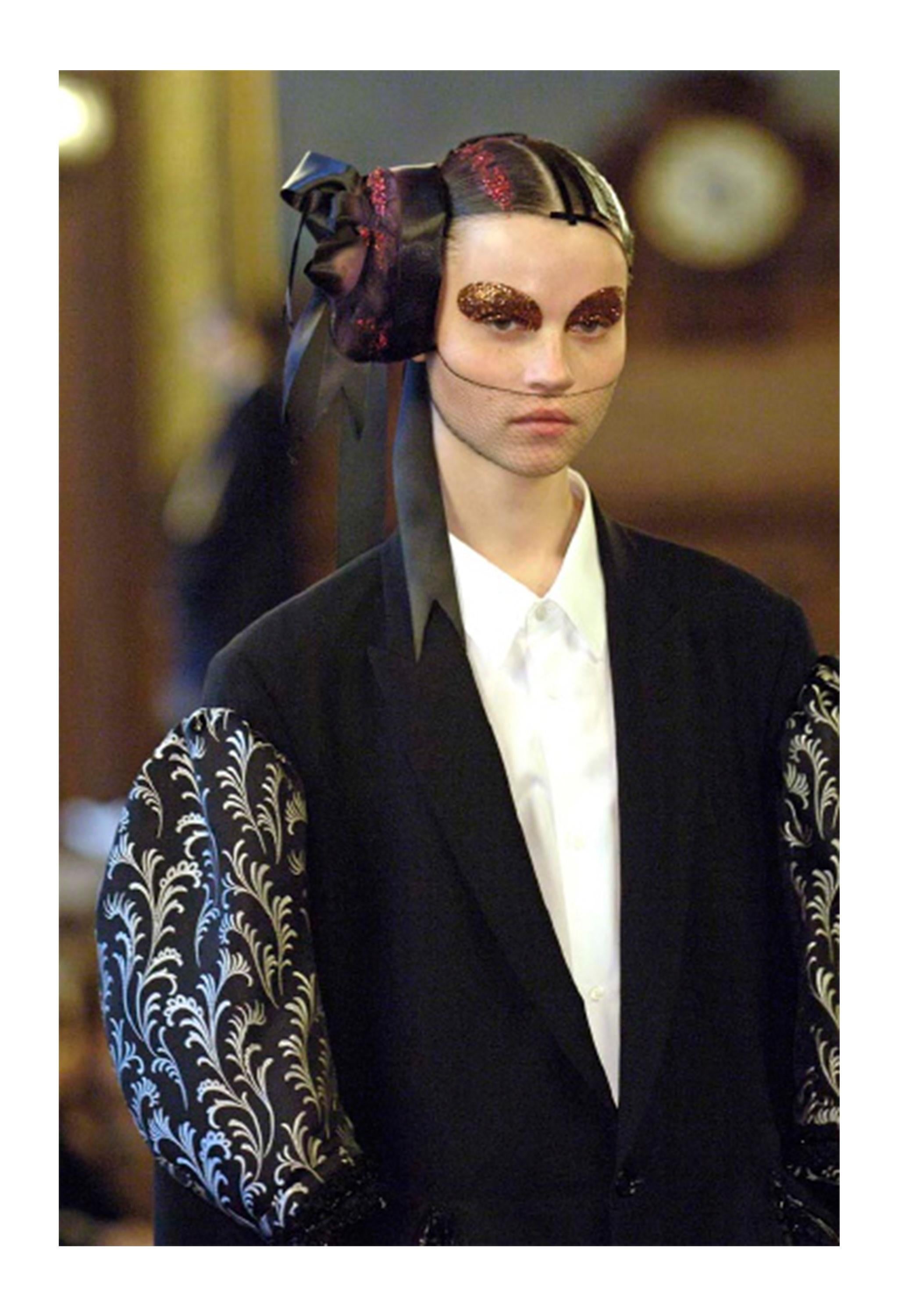 BLACK Comme des Garçons Manteau fantaisie noir avec broderie argentée 2006 en vente 2