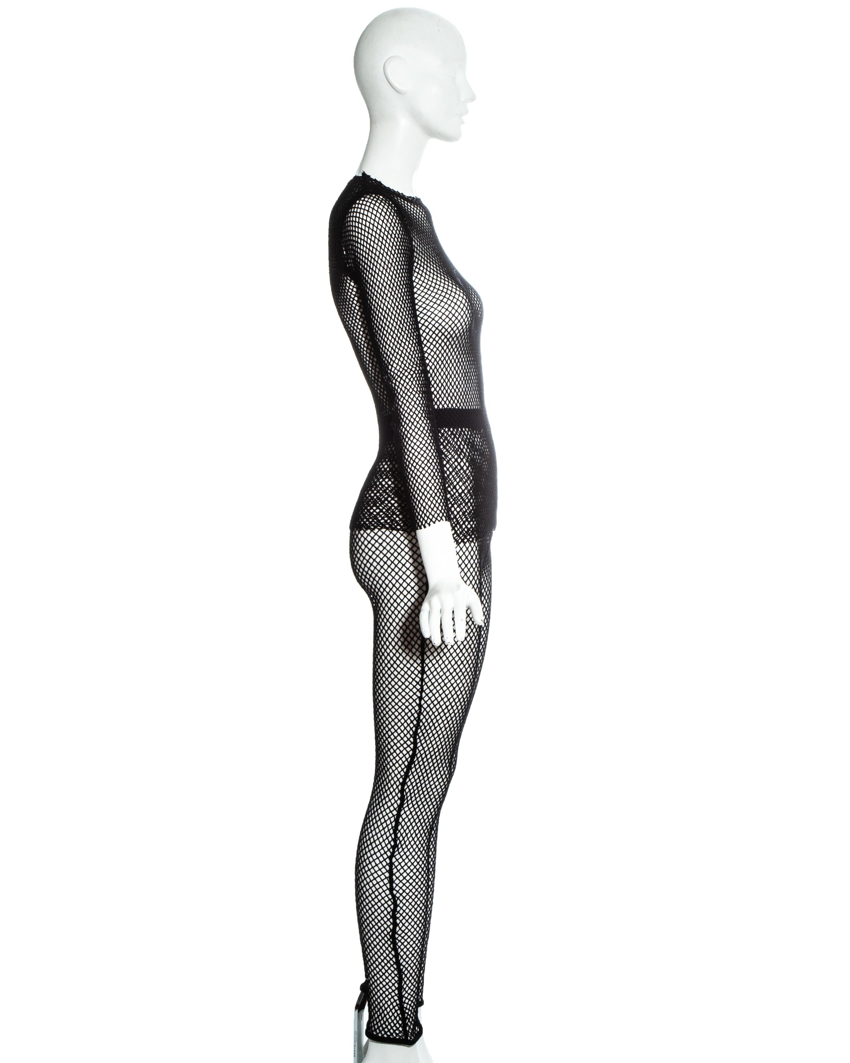 Black Comme des Garçons black fishnet top and leggings set, fw 1991