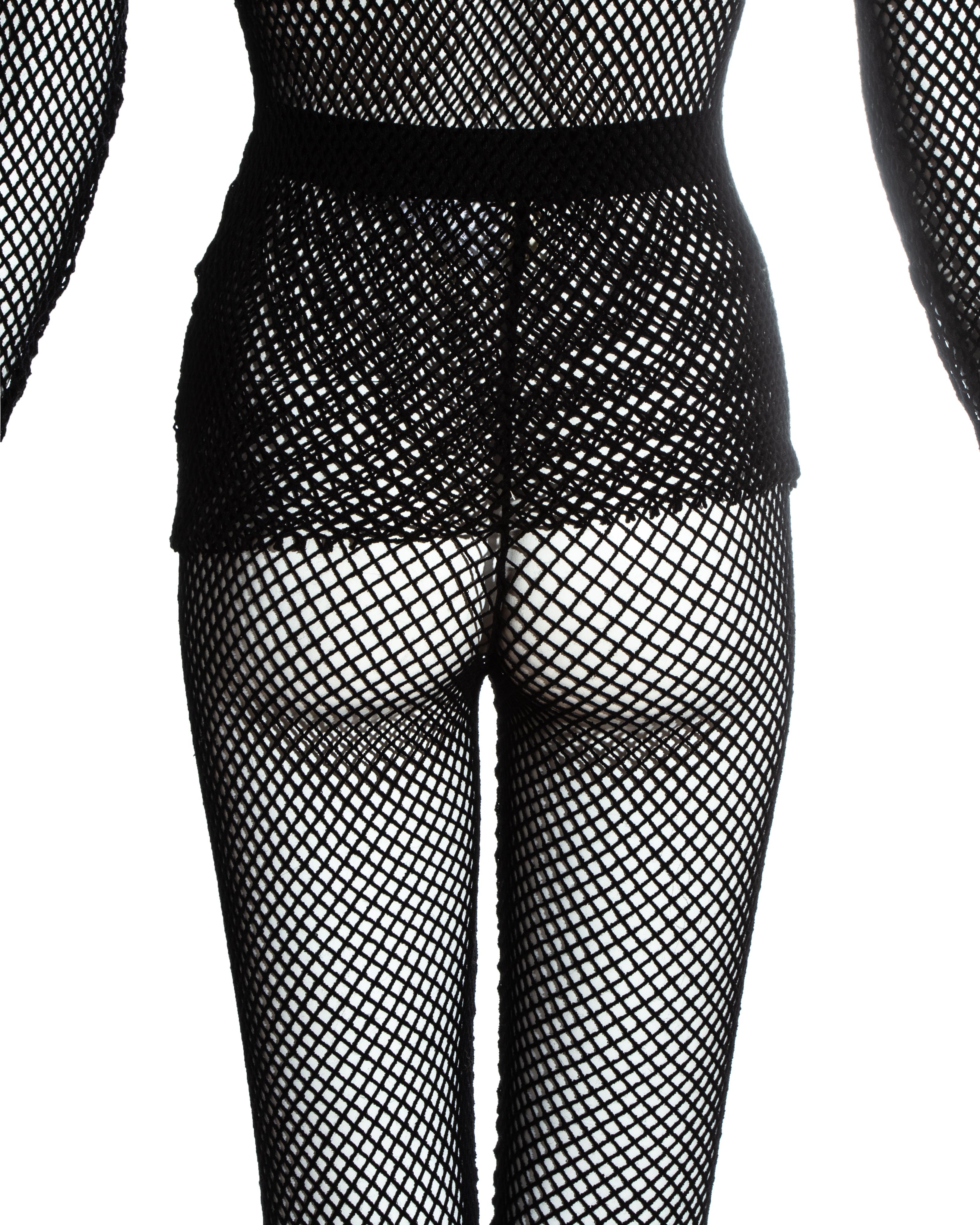 Comme des Garçons black fishnet top and leggings set, fw 1991 In Excellent Condition In London, GB