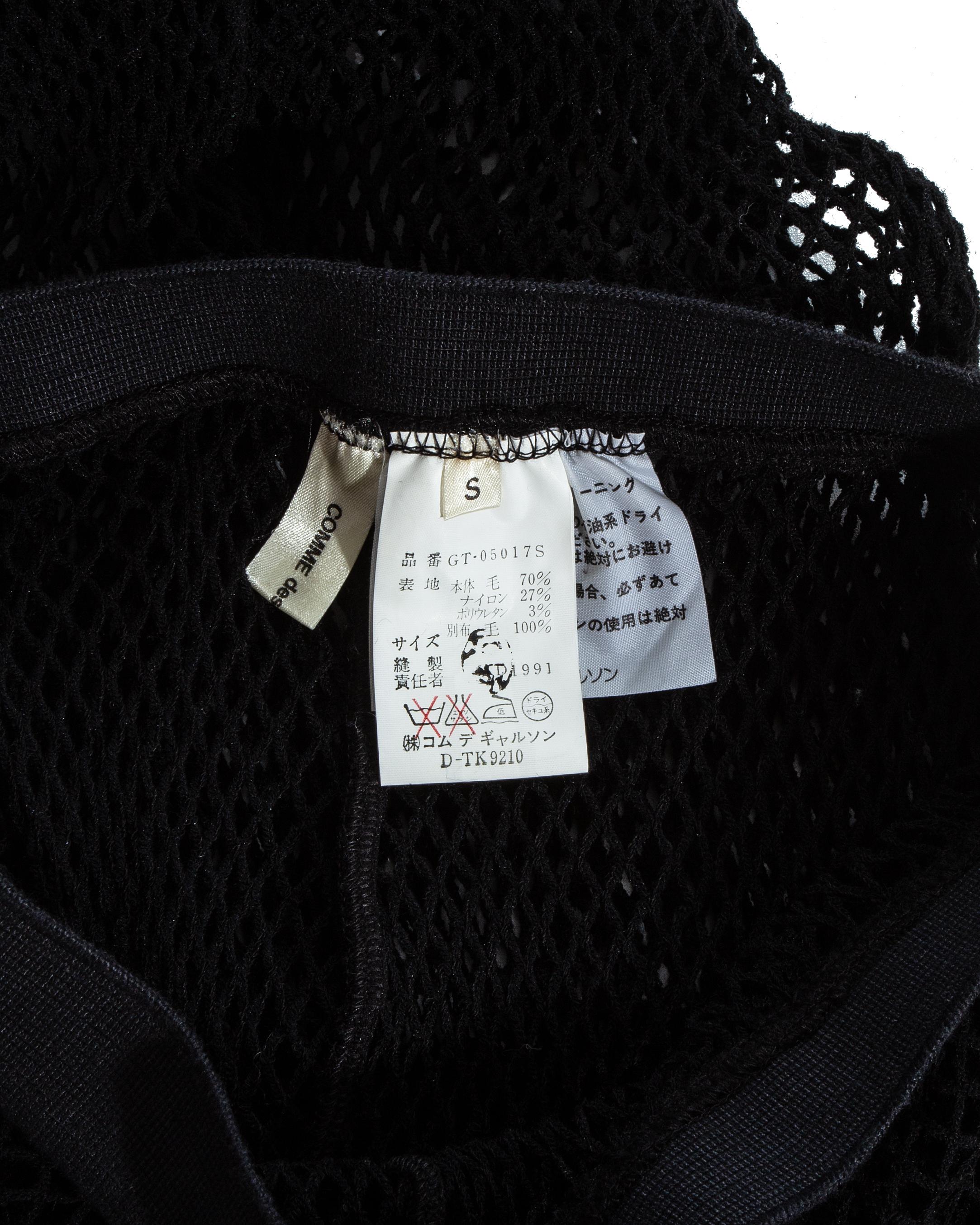 Comme des Garçons black fishnet top and leggings set, fw 1991 1
