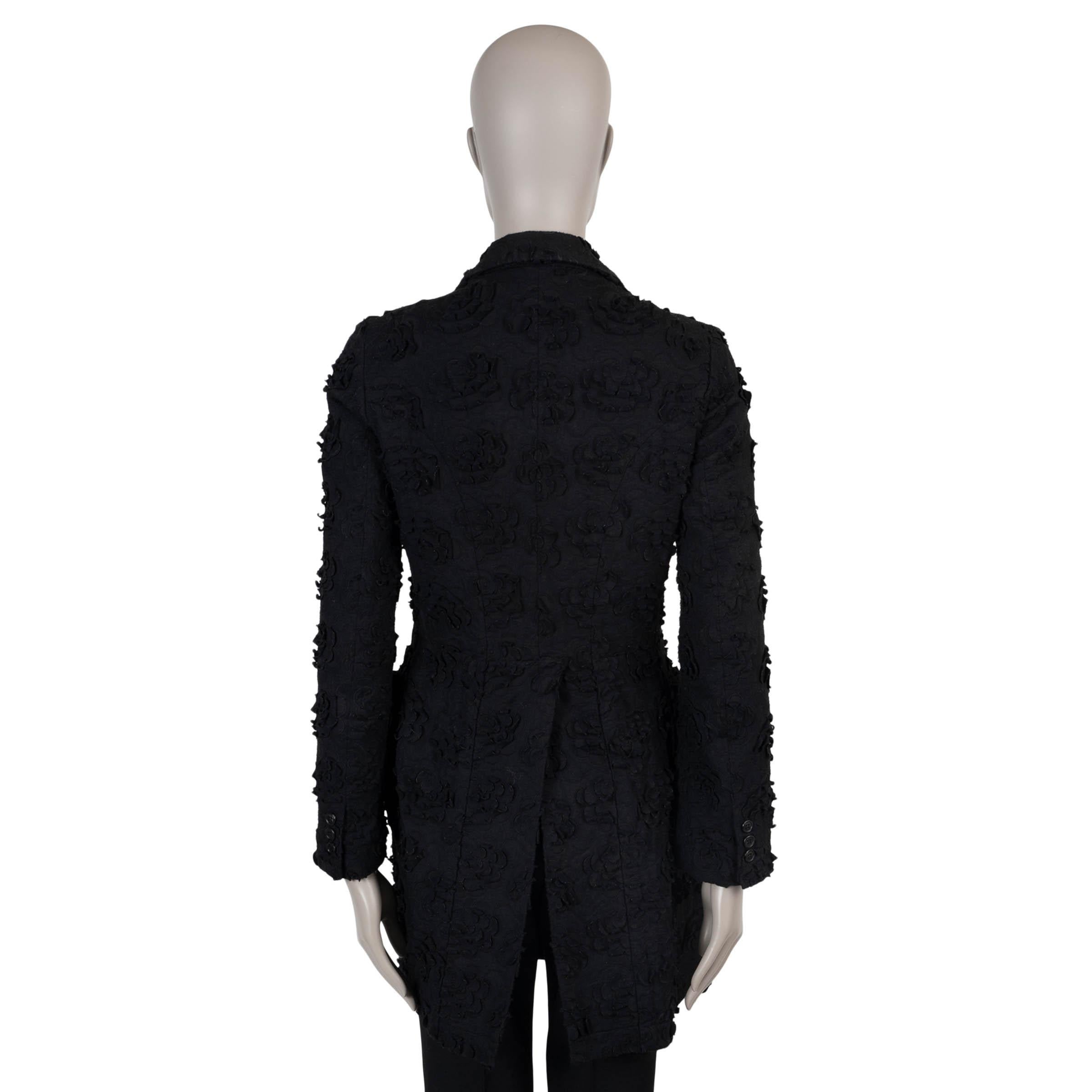 Black COMME DES GARCONS black FLORAL EMBELLISHED LONG Blazer Jacket S