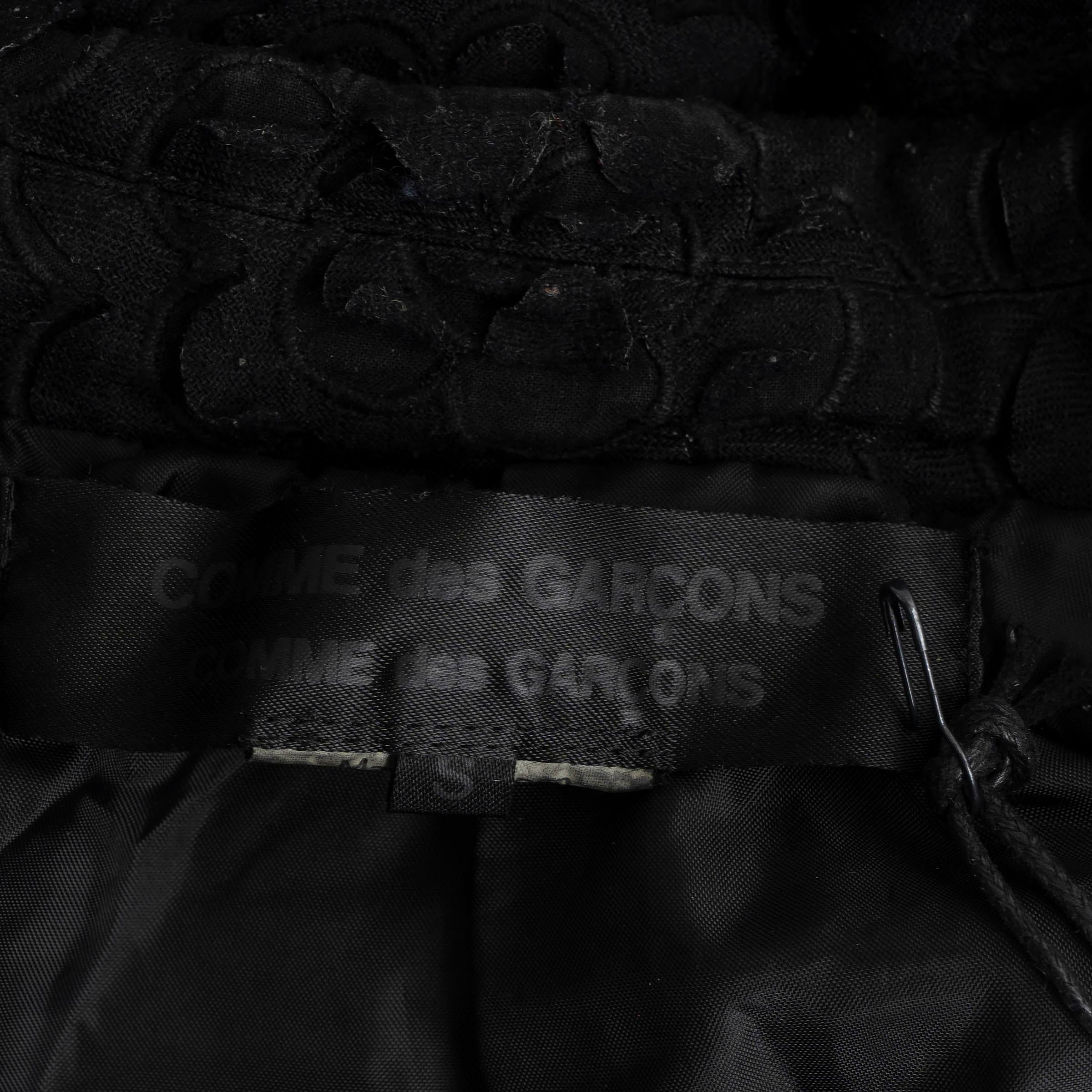 COMME DES GARCONS black FLORAL EMBELLISHED LONG Blazer Jacket S 1