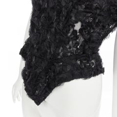 COMME DES GARCONS black floral ruffle corset inspired panelled waist top M