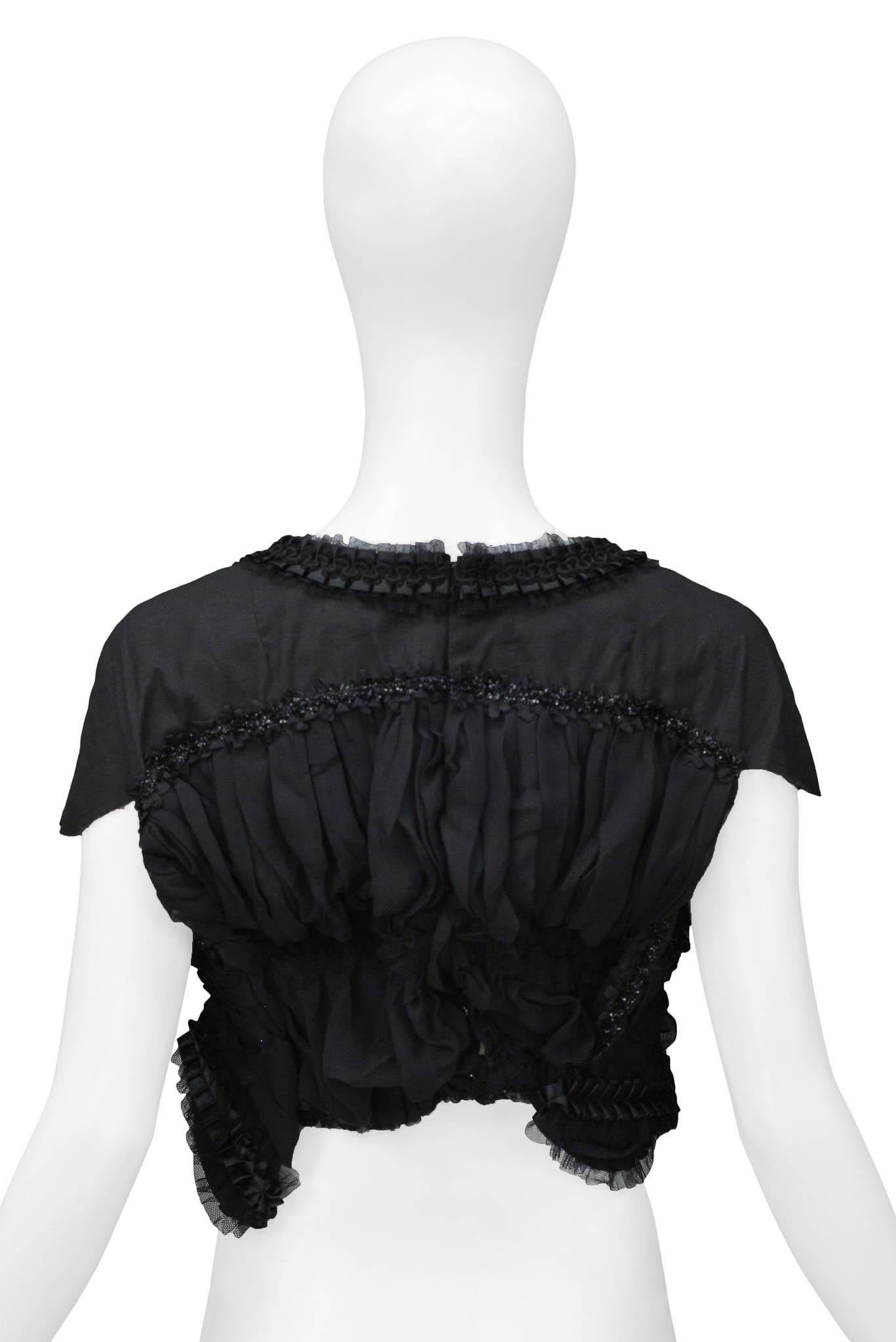 Comme Des Garcons Black Gathered Ribbon Top In Excellent Condition For Sale In Los Angeles, CA