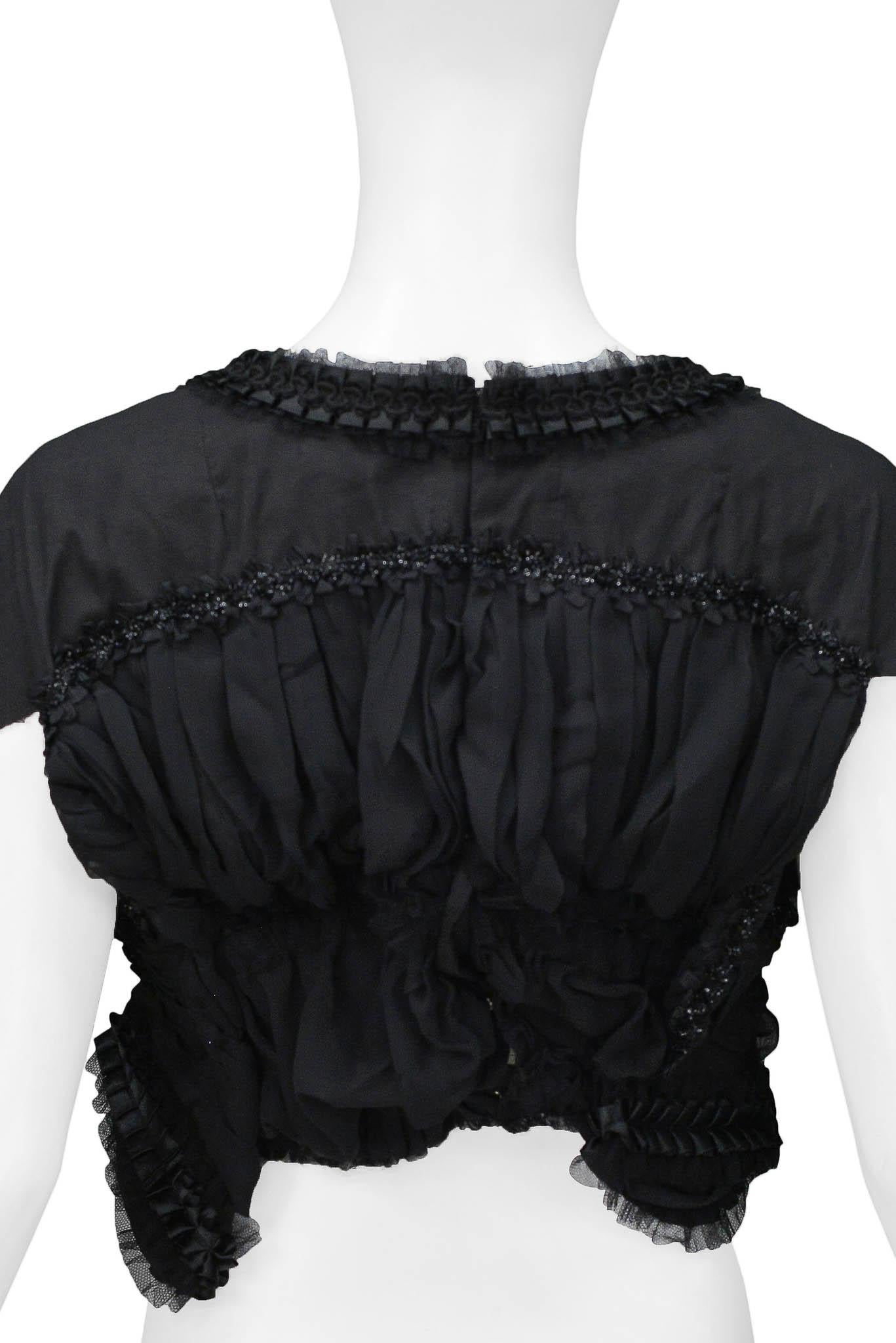 Women's Comme Des Garcons Black Gathered Ribbon Top For Sale