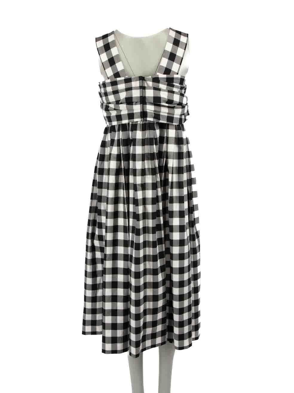 Comme Des Garcons Black Gingham Bow Midi Dress Size S In New Condition For Sale In London, GB
