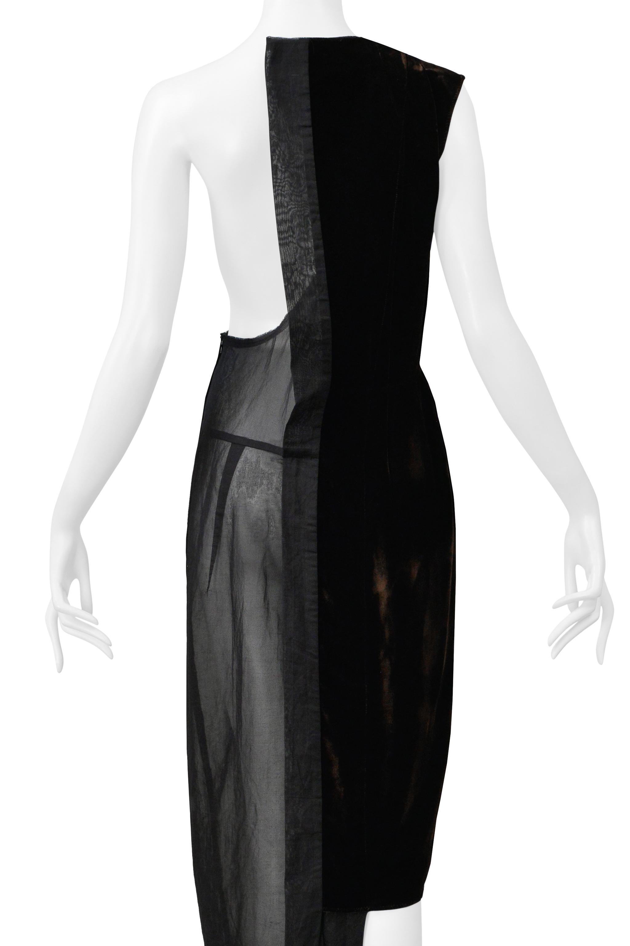 Comme Des Garcons Schwarzes halbes Kleid mit braunen Samteinsätzen 1998 im Angebot 6