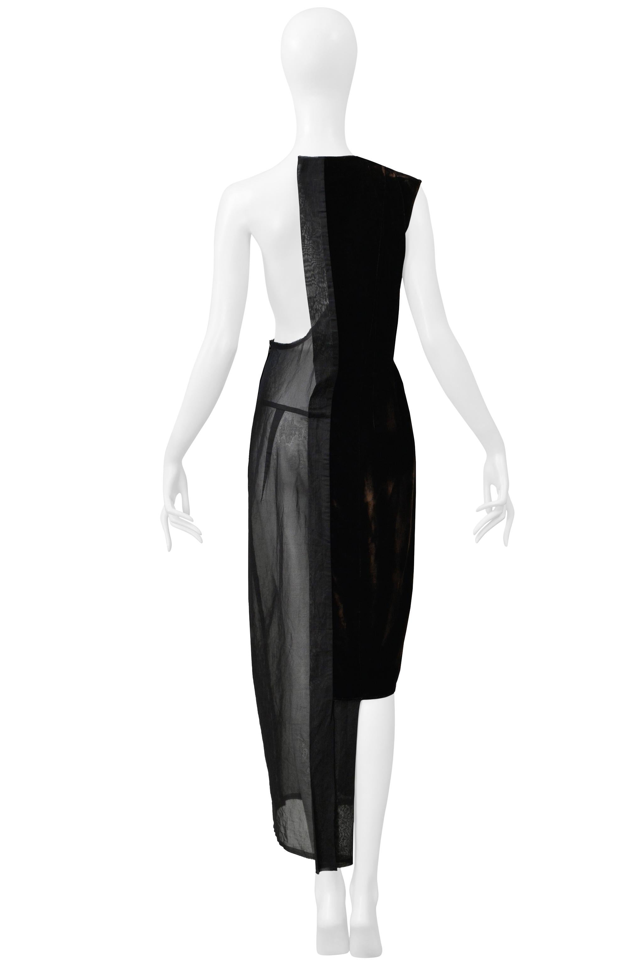 Comme Des Garcons - Robe noire avec empiècements en velours marron 1998 en vente 6