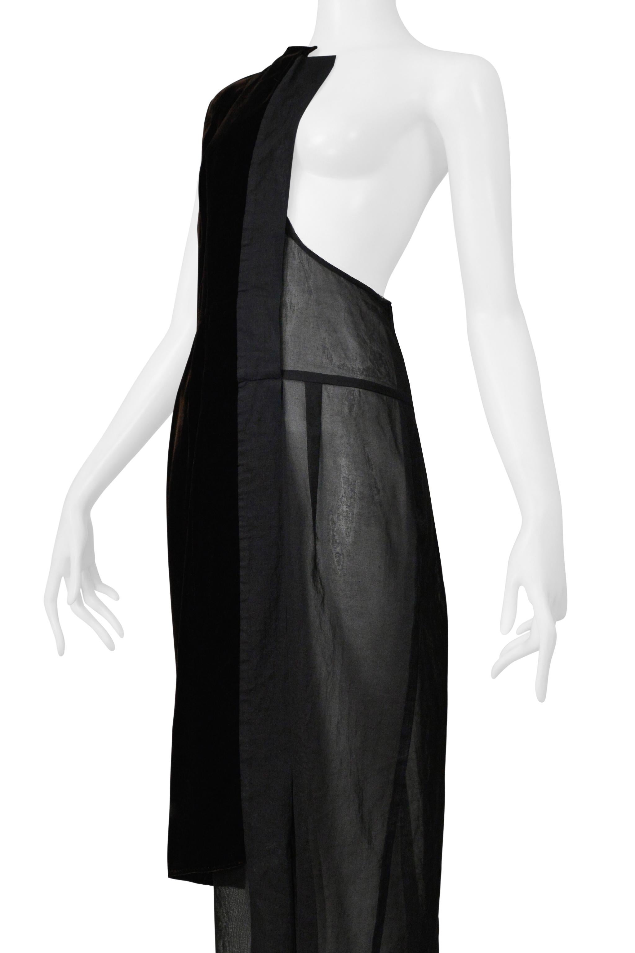 Comme Des Garcons - Robe noire avec empiècements en velours marron 1998 Pour femmes en vente