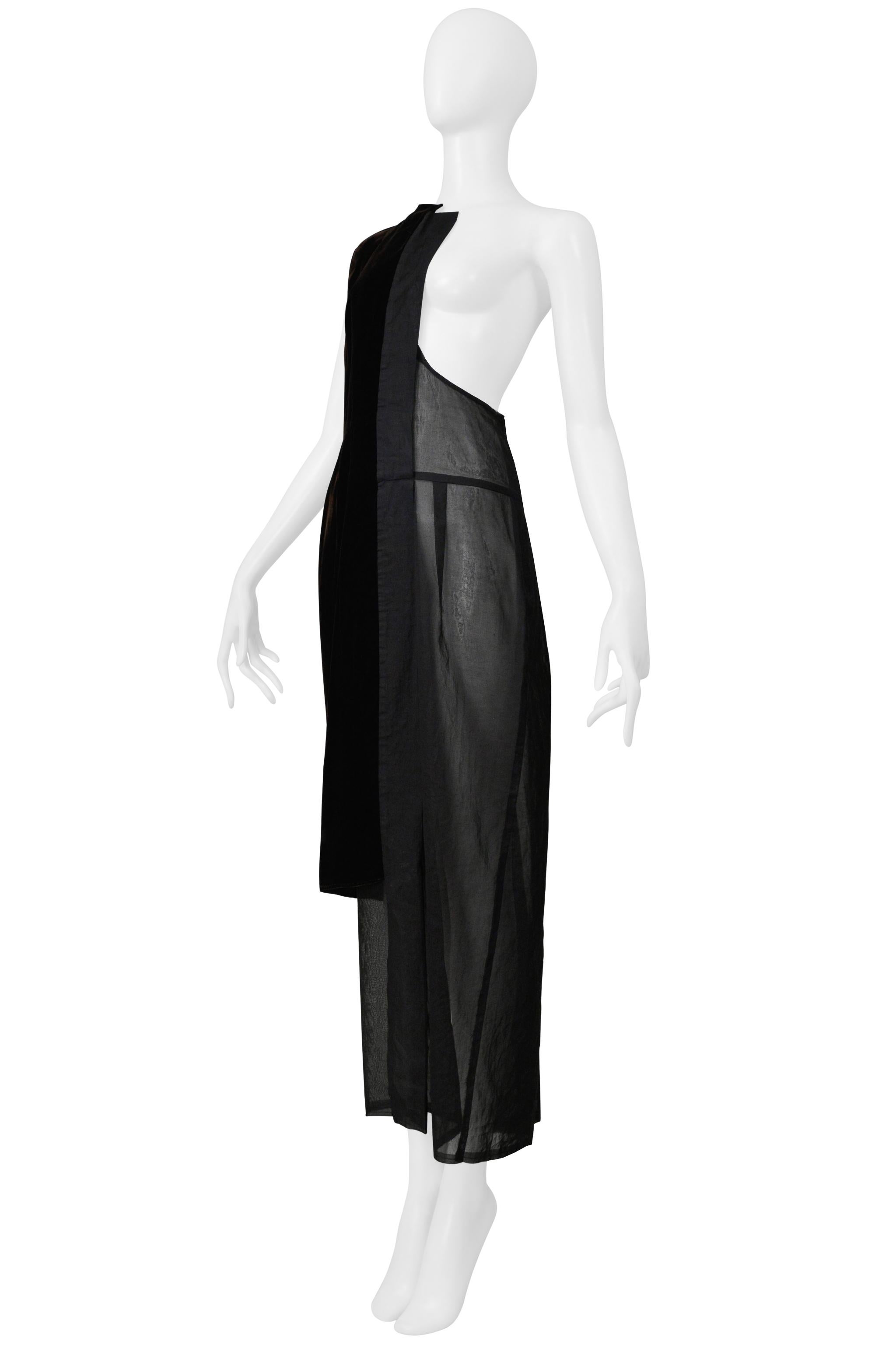 Comme Des Garcons - Robe noire avec empiècements en velours marron 1998 en vente 1