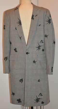 Comme des Garcons Black & Ivory Checkered Detailed Hand-Embroidered Accent Coat