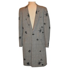 Comme des Garcons Black & Ivory Checkered Detailed Hand-Embroidered Accent Coat