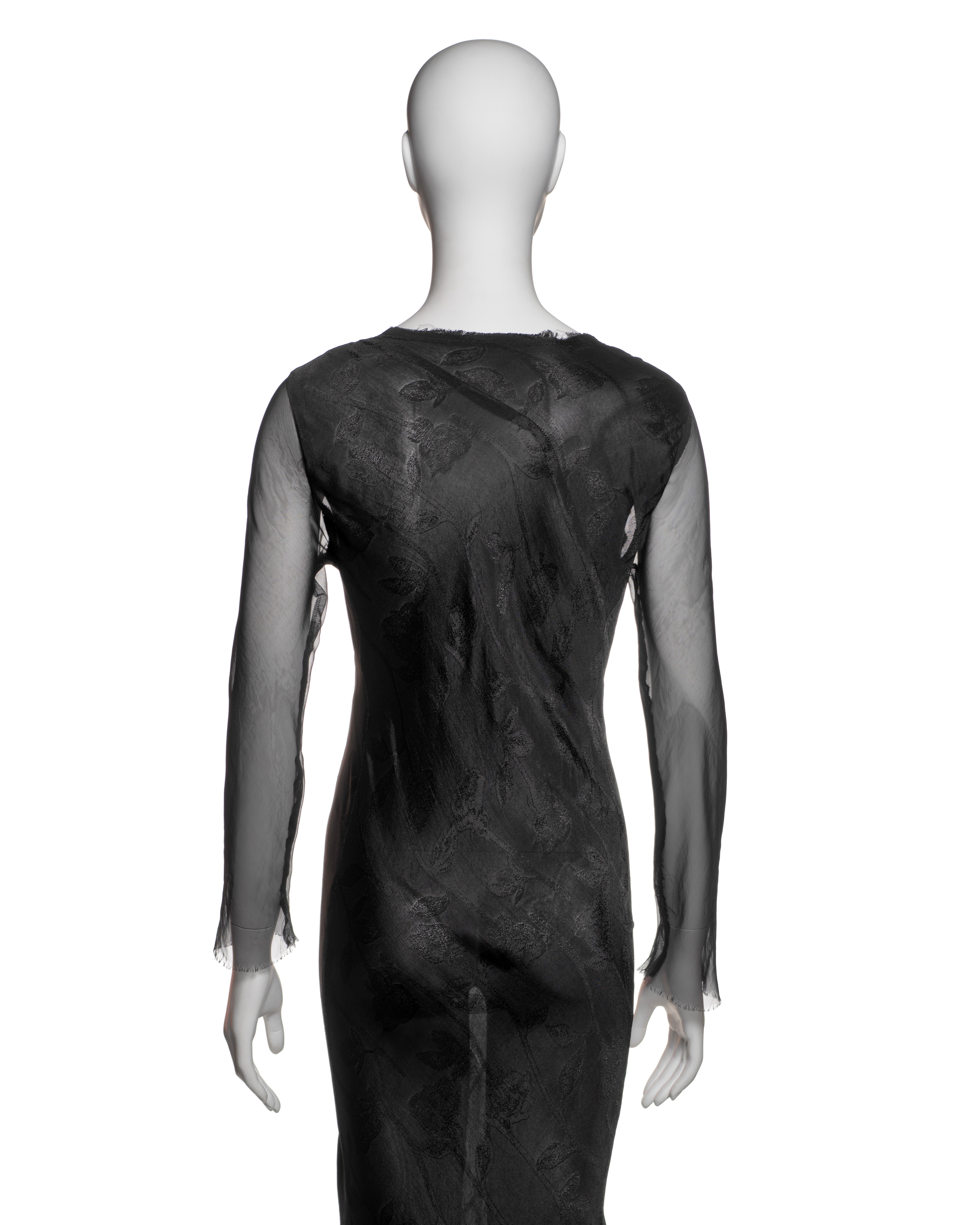 Comme des Garçons Black Jacquard Dress with Silk Chiffon Sleeves, FW 1993 For Sale 6