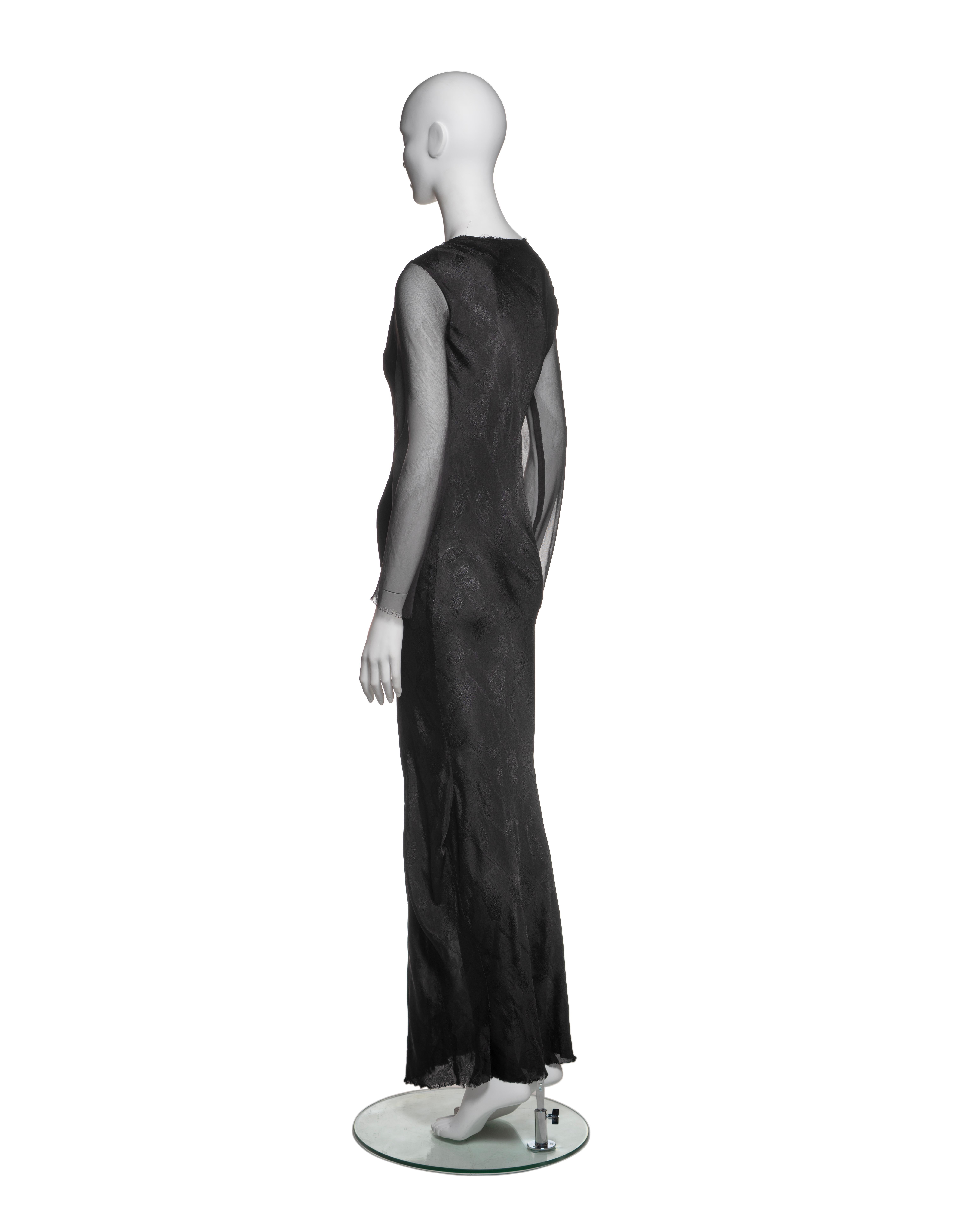Comme des Garçons Black Jacquard Dress with Silk Chiffon Sleeves, FW 1993 For Sale 7