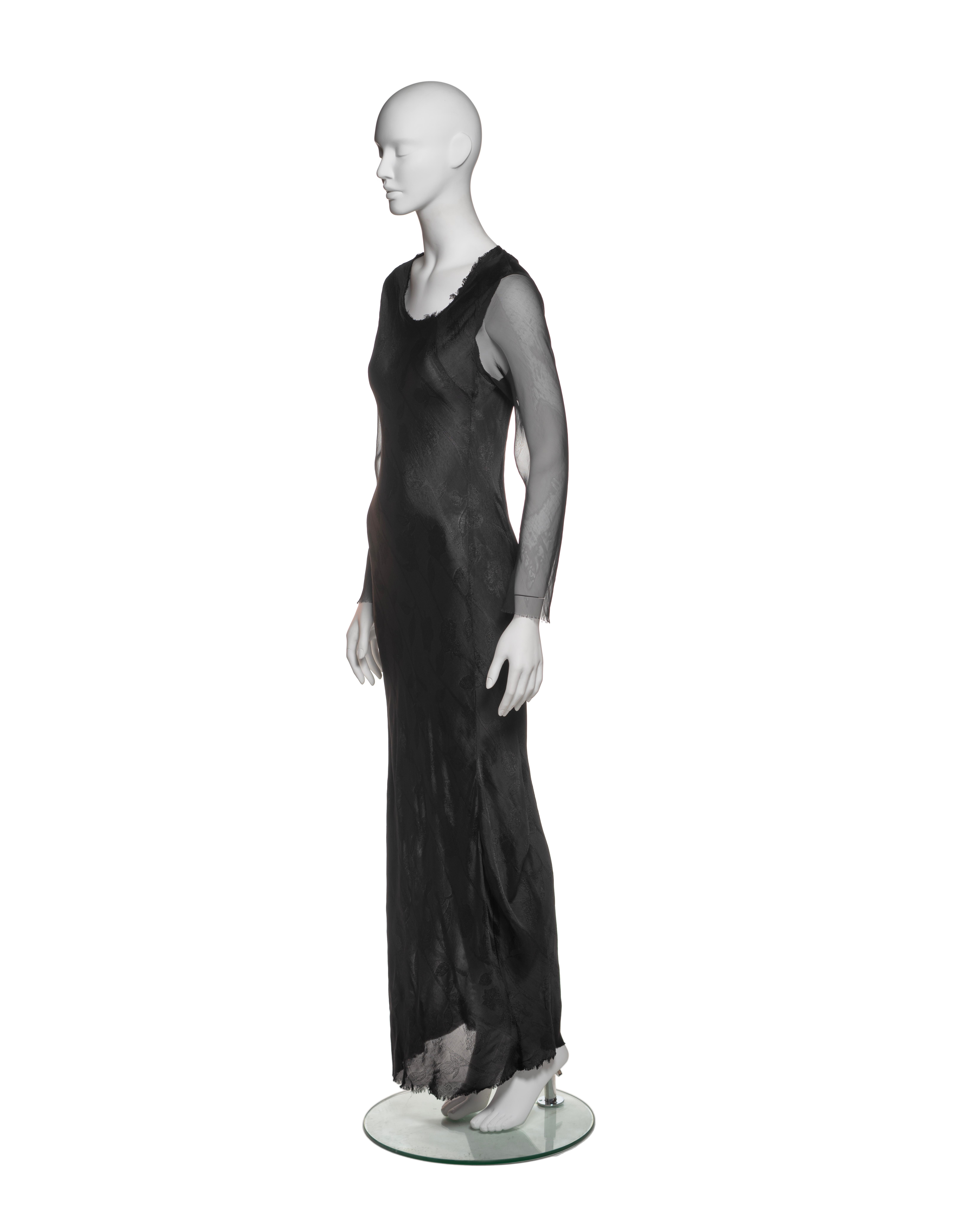 Comme des Garçons Black Jacquard Dress with Silk Chiffon Sleeves, FW 1993 For Sale 8